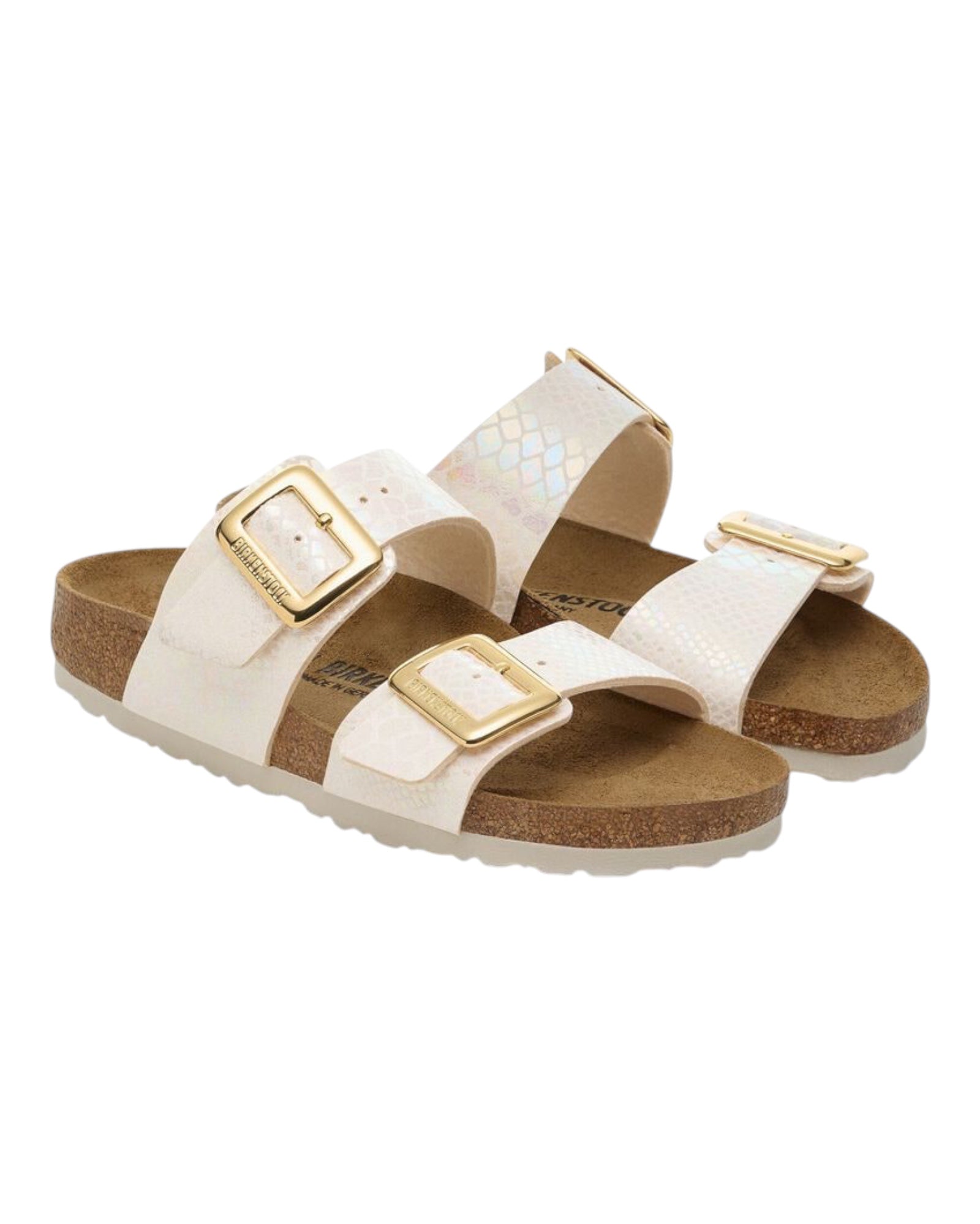 Sandali Donna Sydney Cushion Buckle Shiny Snake Cream 1030258 Birkenstock
