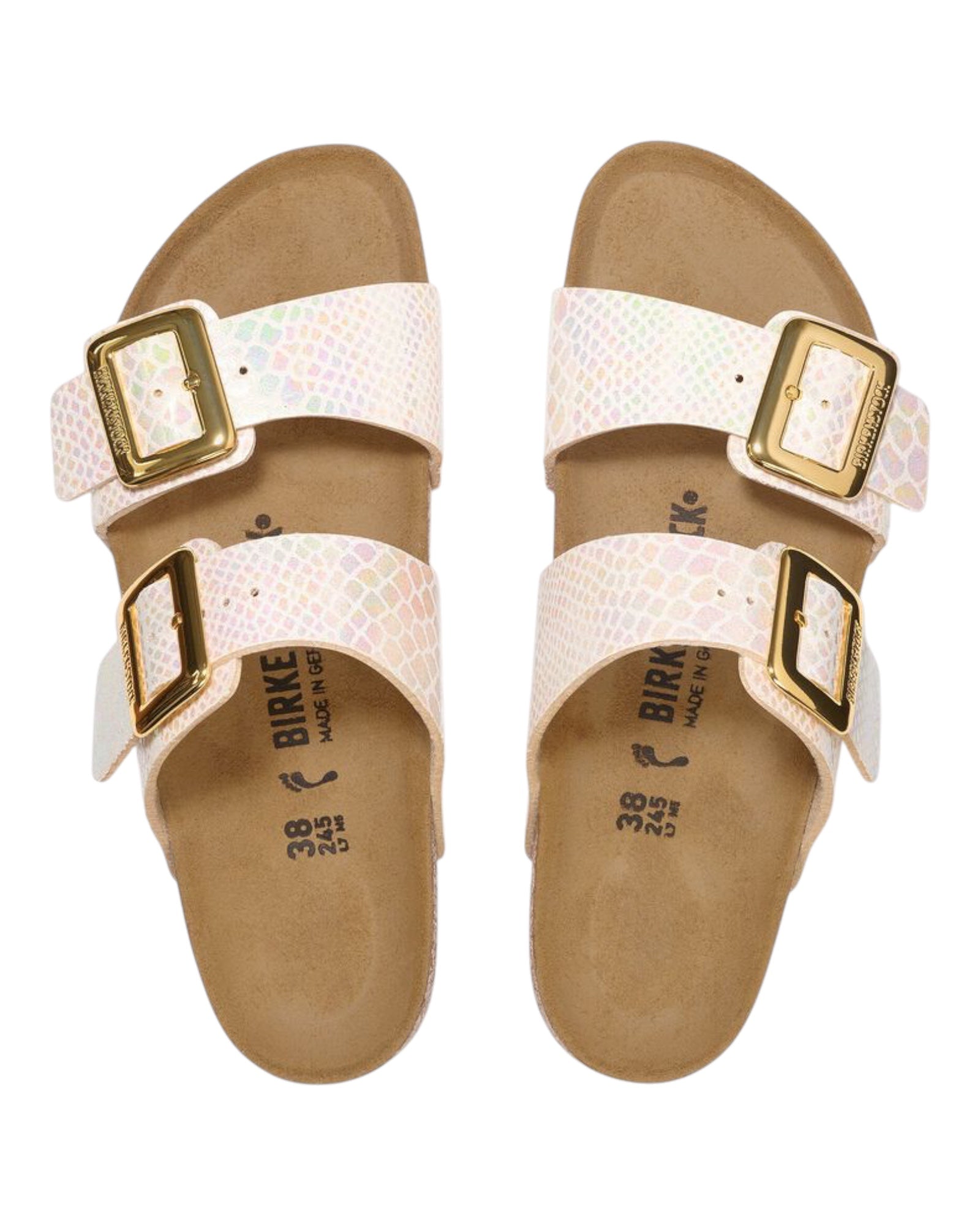 Sandali Donna Sydney Cushion Buckle Shiny Snake Cream 1030258 Birkenstock