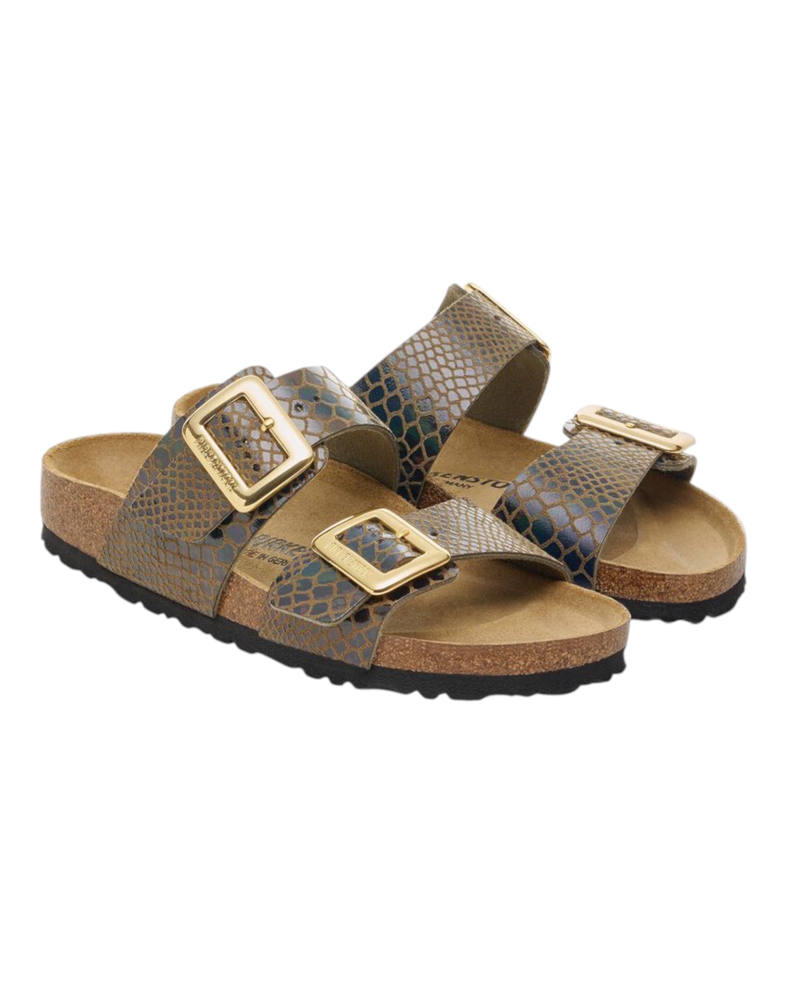 Sandali Donna Sydney Cushion Buckle Shiny Snake Sage 1030888 Birkenstock