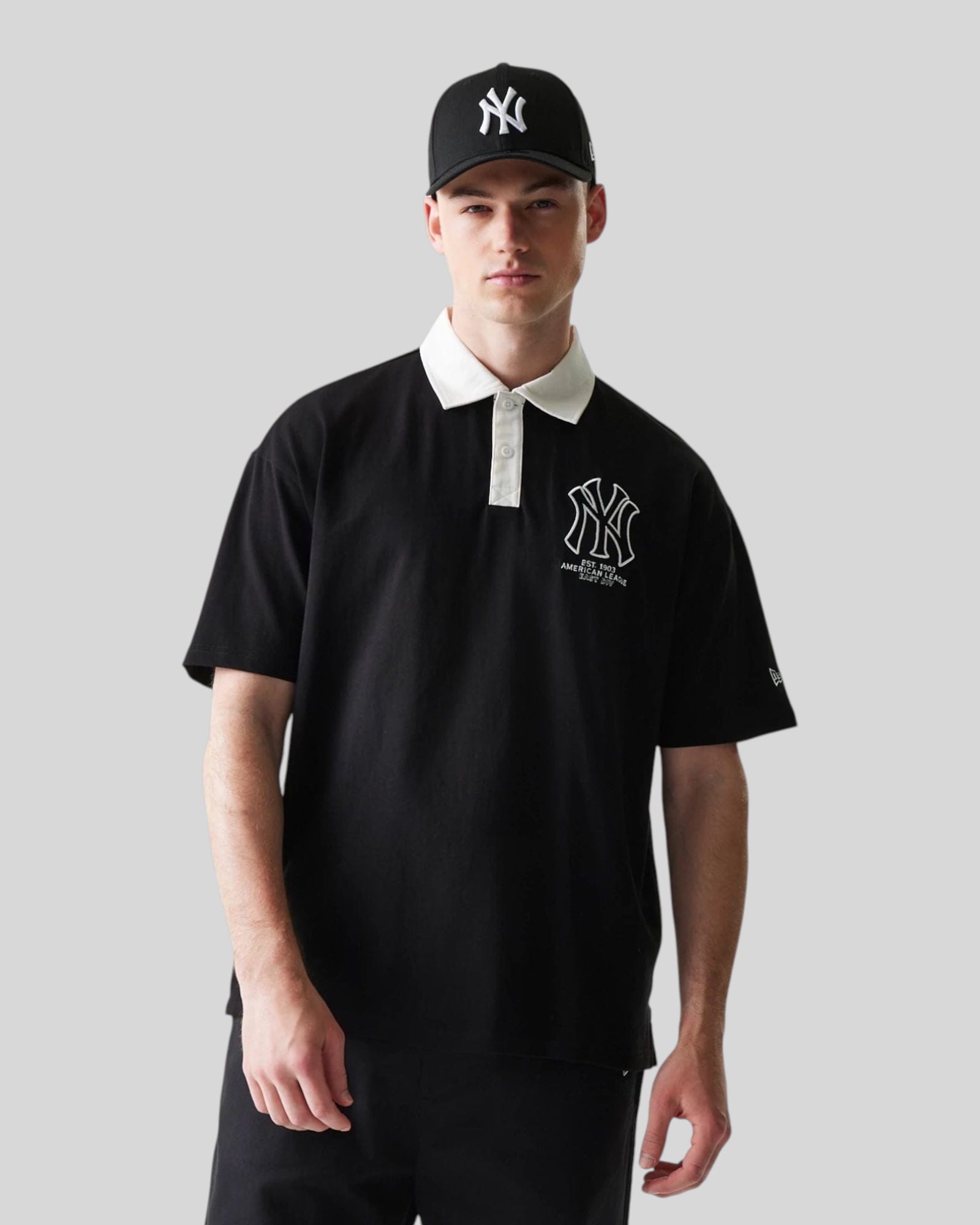 Polo MLB New York Yankees Oversized Nera e Bianca 60771566 New Era