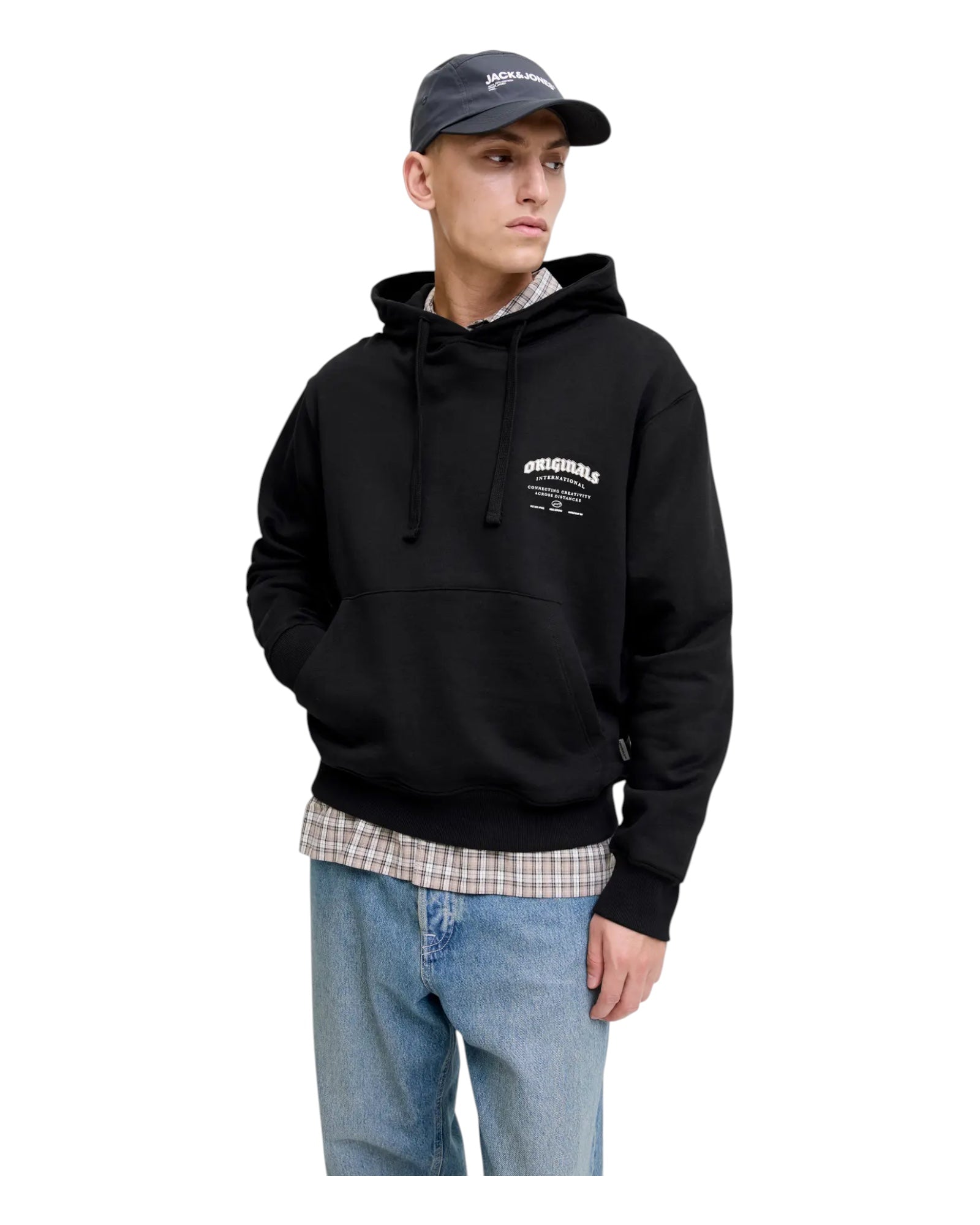 Felpa Con Cappuccio Jormeadows Sweat Hoodie Nero 12283868 Jack & Jones