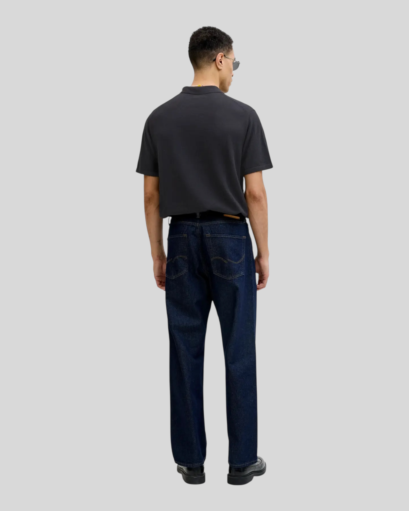 Polo In Maglia Con Zip Jjemil Knit Nera 12288260 Jack & Jones