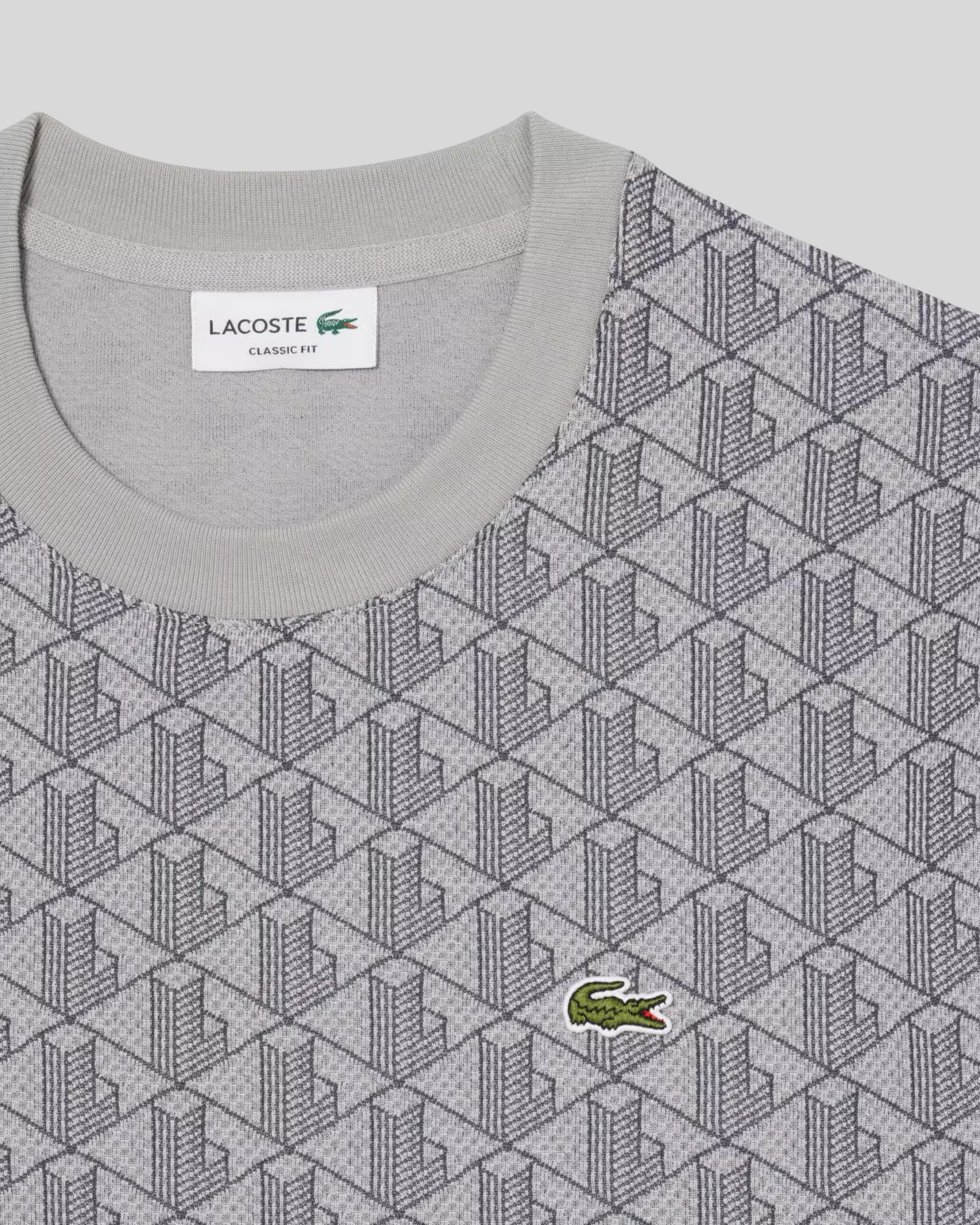 T-Shirt Monogramm In Jacquard Classic Fit Grigio TH1197 00 41I Lacoste