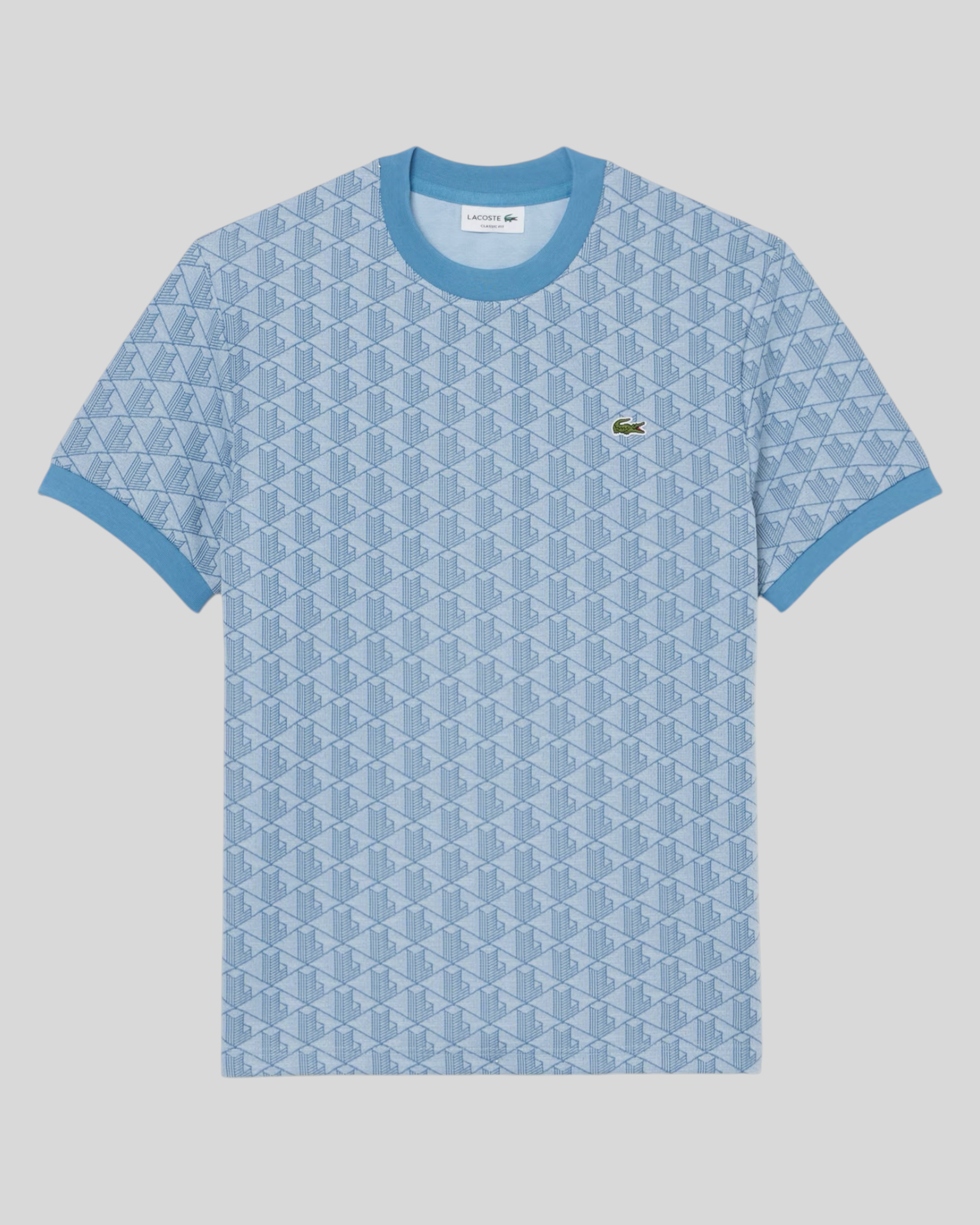 T-Shirt Monogramm In Jacquard Classic Fit Blu Chiaro TH1197 00 1QI Lacoste