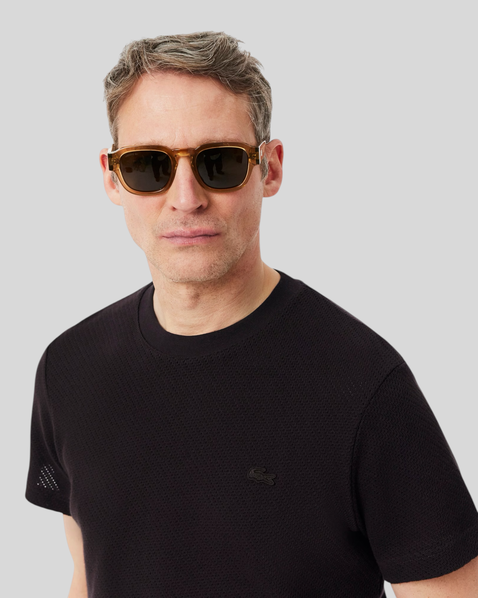T-Shirt in Maglia Traforata Regular Fit Marrone TH2665-00-3LA Lacoste