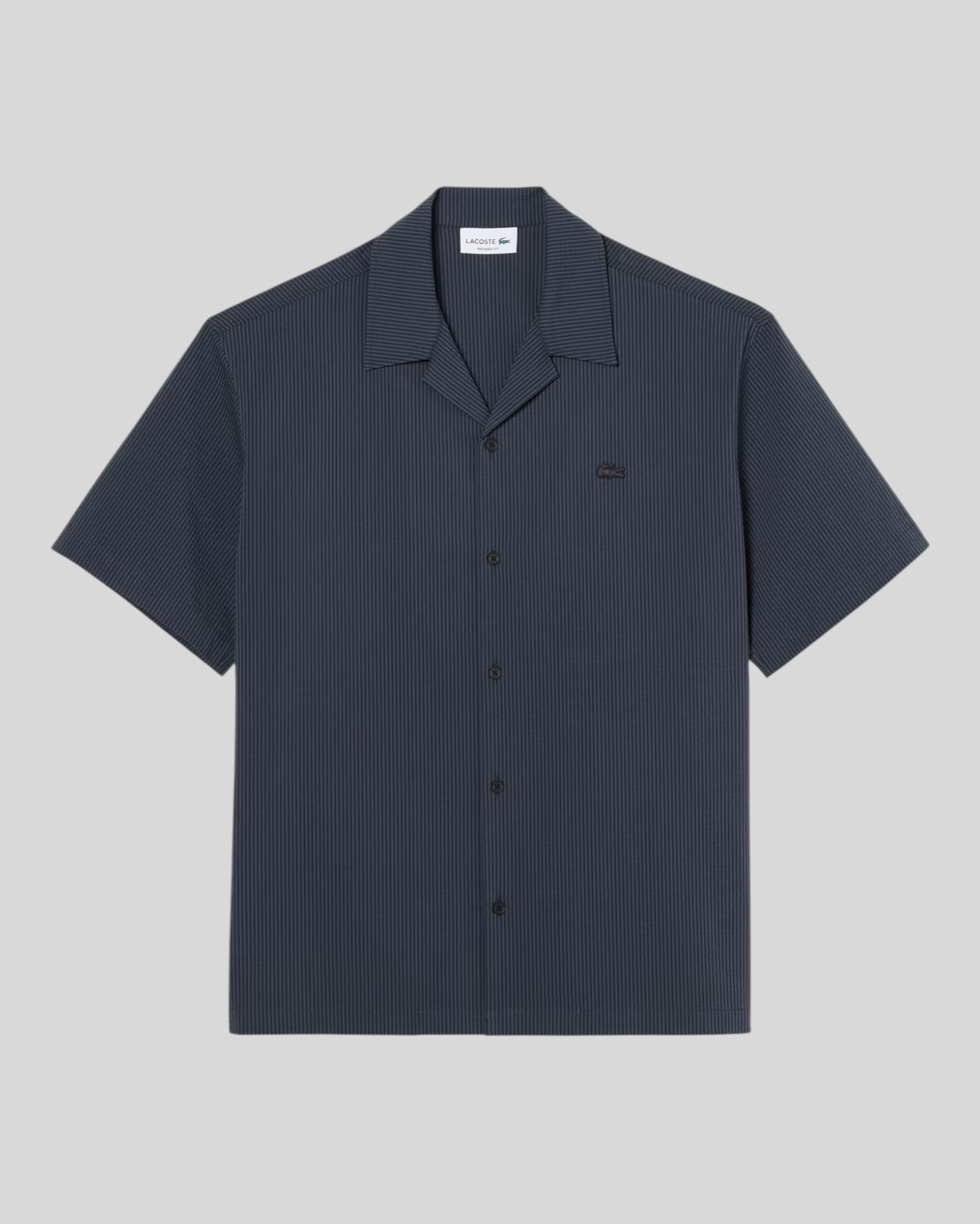 Camicia Maniche Corte Relaxed Fit in Seersucker Nero/Grigio CH2355-00-4CI Lacoste