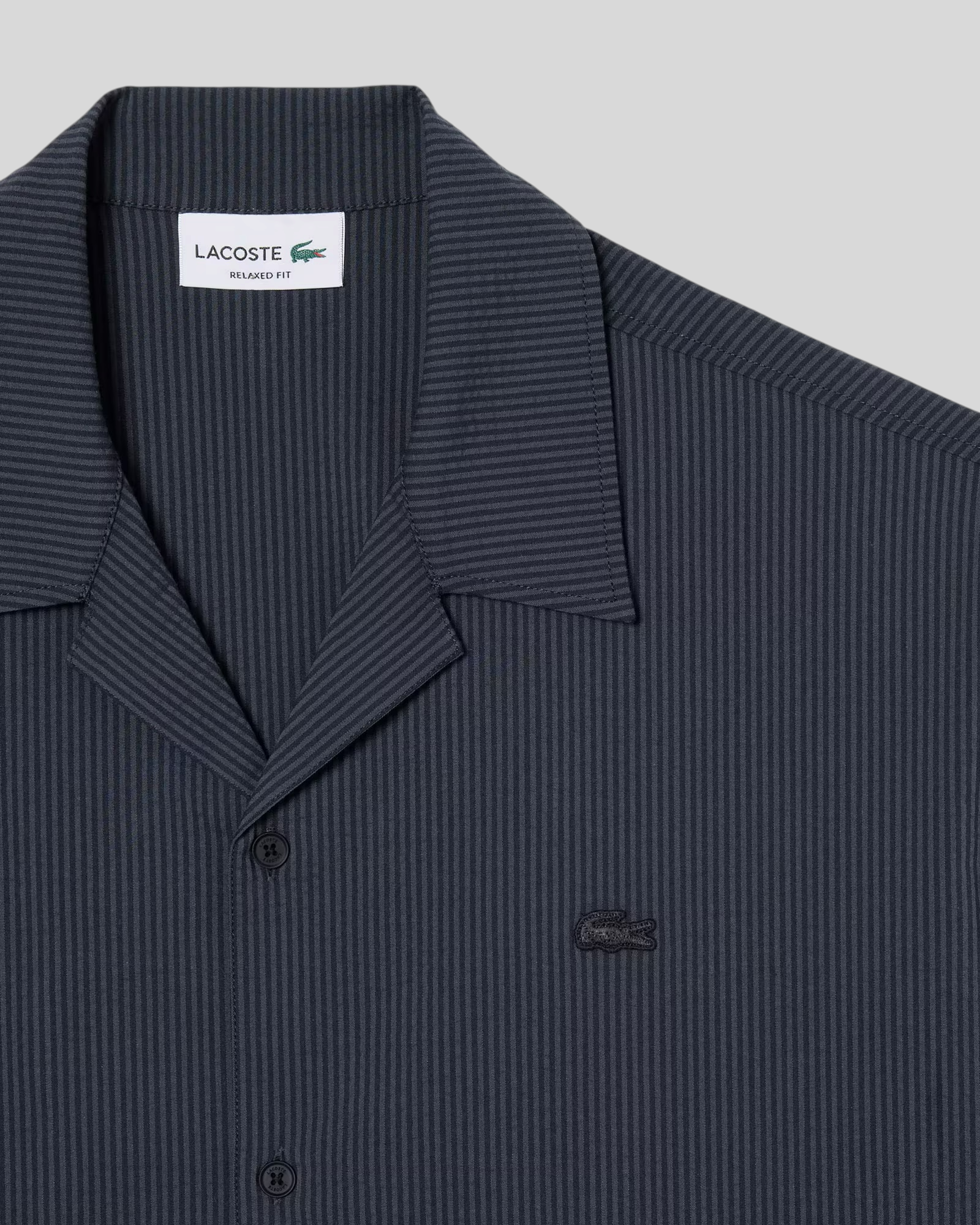 Camicia Maniche Corte Relaxed Fit in Seersucker Nero/Grigio CH2355-00-4CI Lacoste