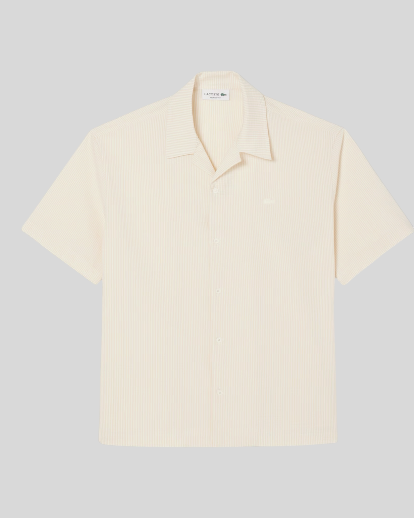 Camicia Maniche Corte Relaxed Fit in Seersucker Bianco/Beige CH2355-00-FM0 Lacoste