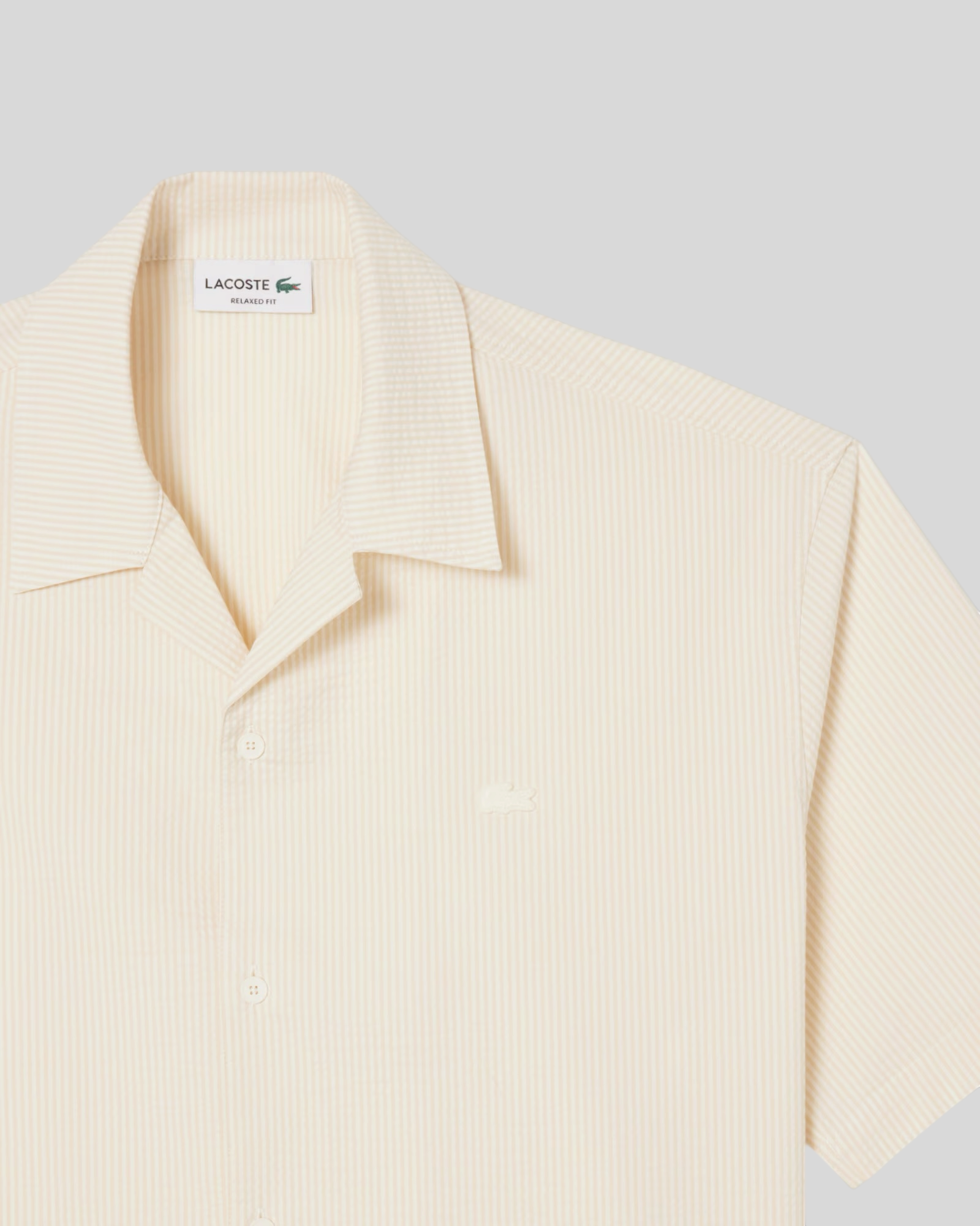 Camicia Maniche Corte Relaxed Fit in Seersucker Bianco/Beige CH2355-00-FM0 Lacoste