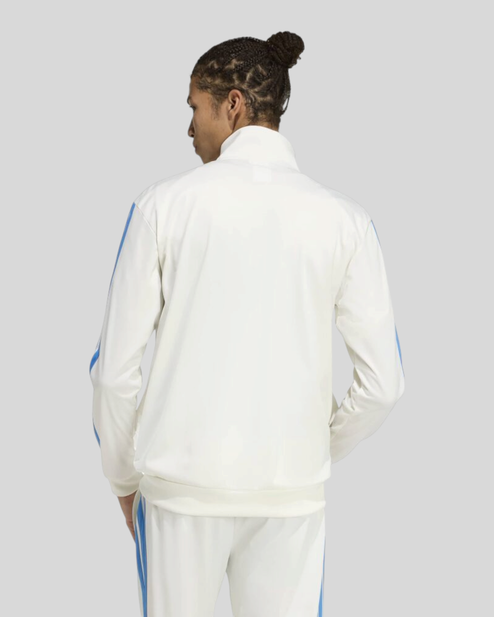 Felpa Con Zip 3 Stripes Bianca e Blu Chiaro KC1383 Adidas