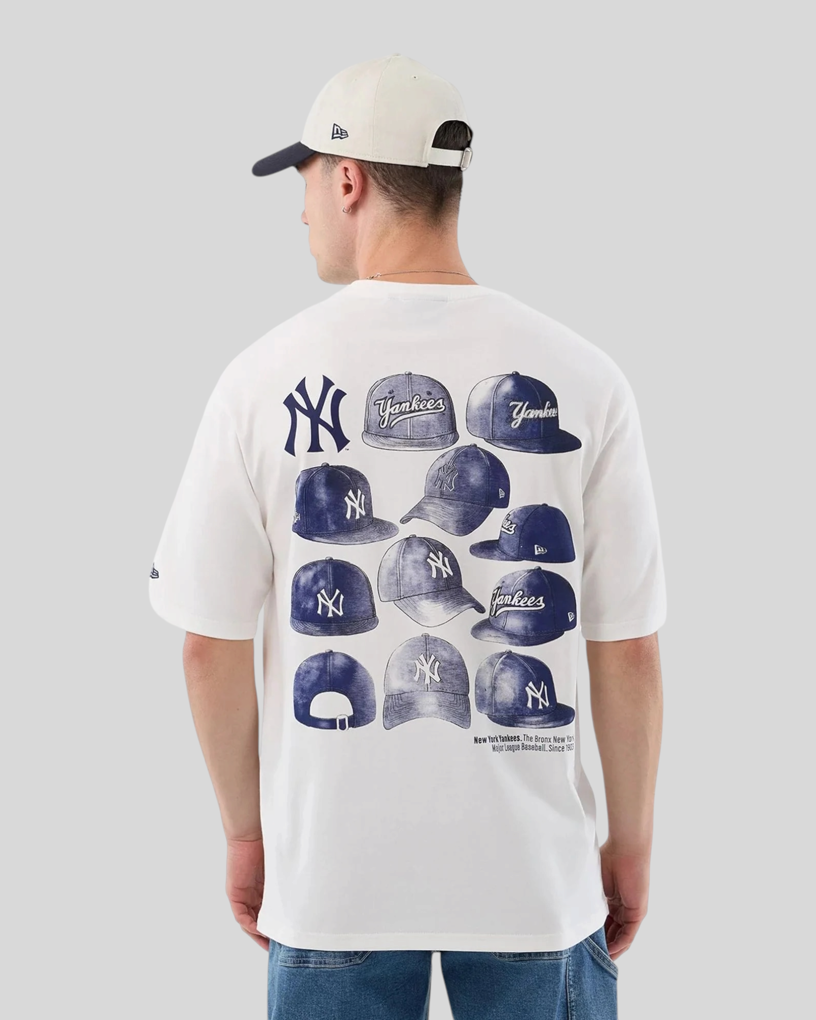 T-Shirt Oversized New York Yankees MLB Cap Graphic Bianca 60856148 New Era