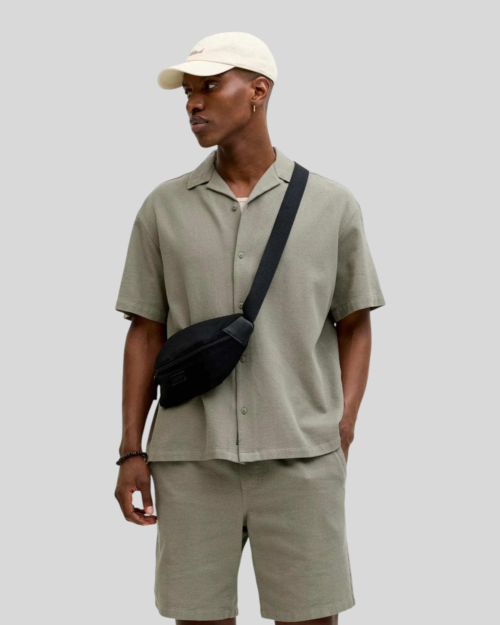 Camicia Maniche Corte JJglobal Waffle Resort Shirt Vetiver 12295551 Jack & Jones