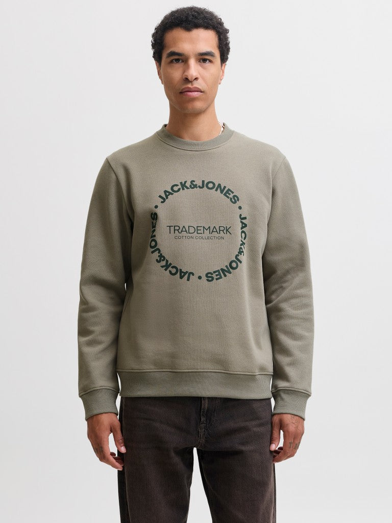 Felpa Jack & Jones JJBenson Sweat Crew Neck Vetiver Verde 12298497