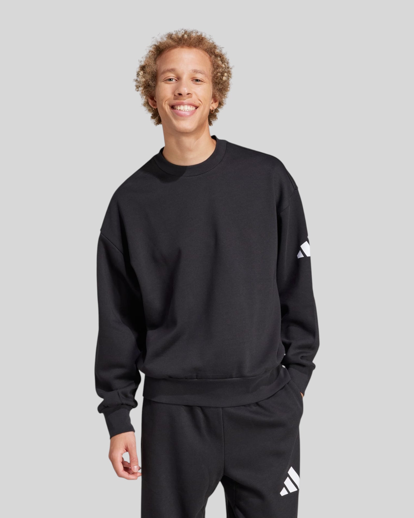 Felpa Girocollo Essentials Loose 3 Bars Nero JF3542 Adidas