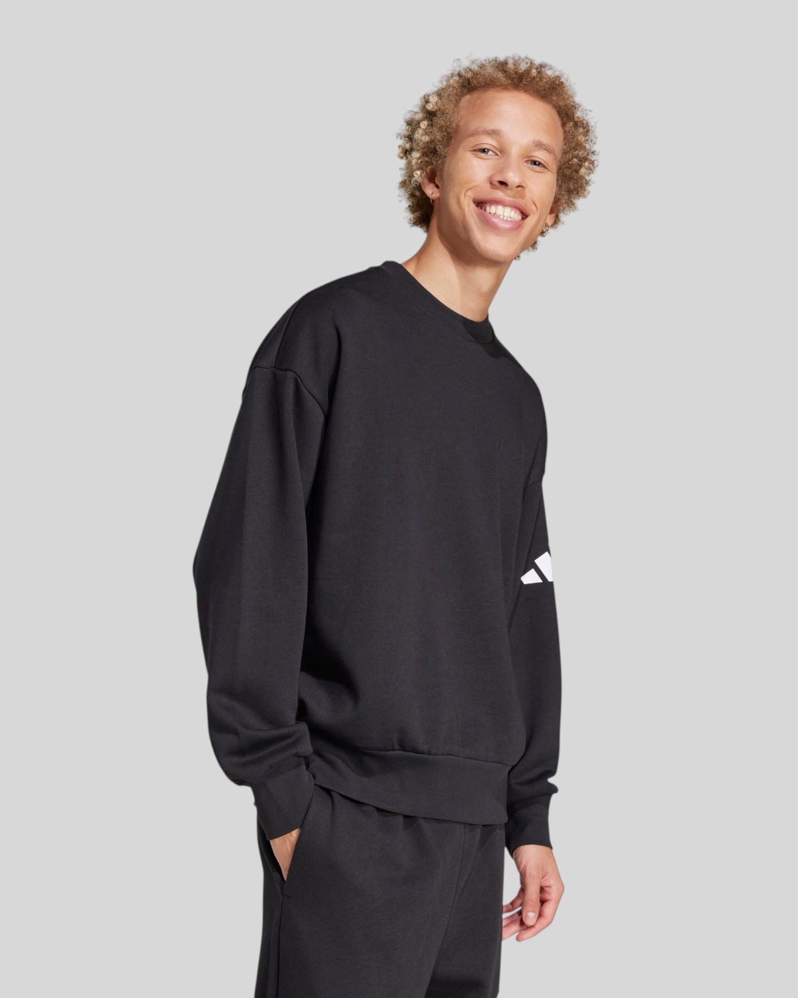 Felpa Girocollo Essentials Loose 3 Bars Nero JF3542 Adidas