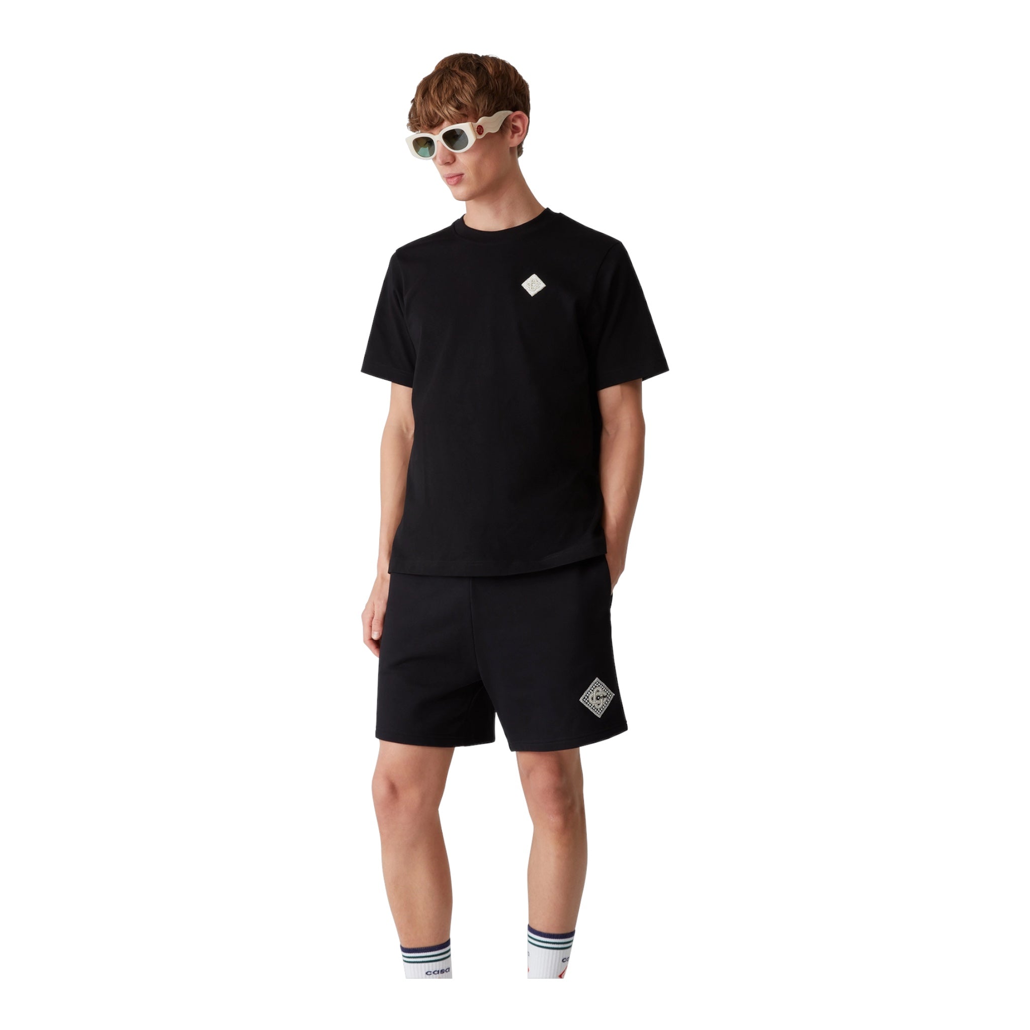 T-Shirt Pearl Diamond Patch Nero MPS25JTS00110 Casablanca