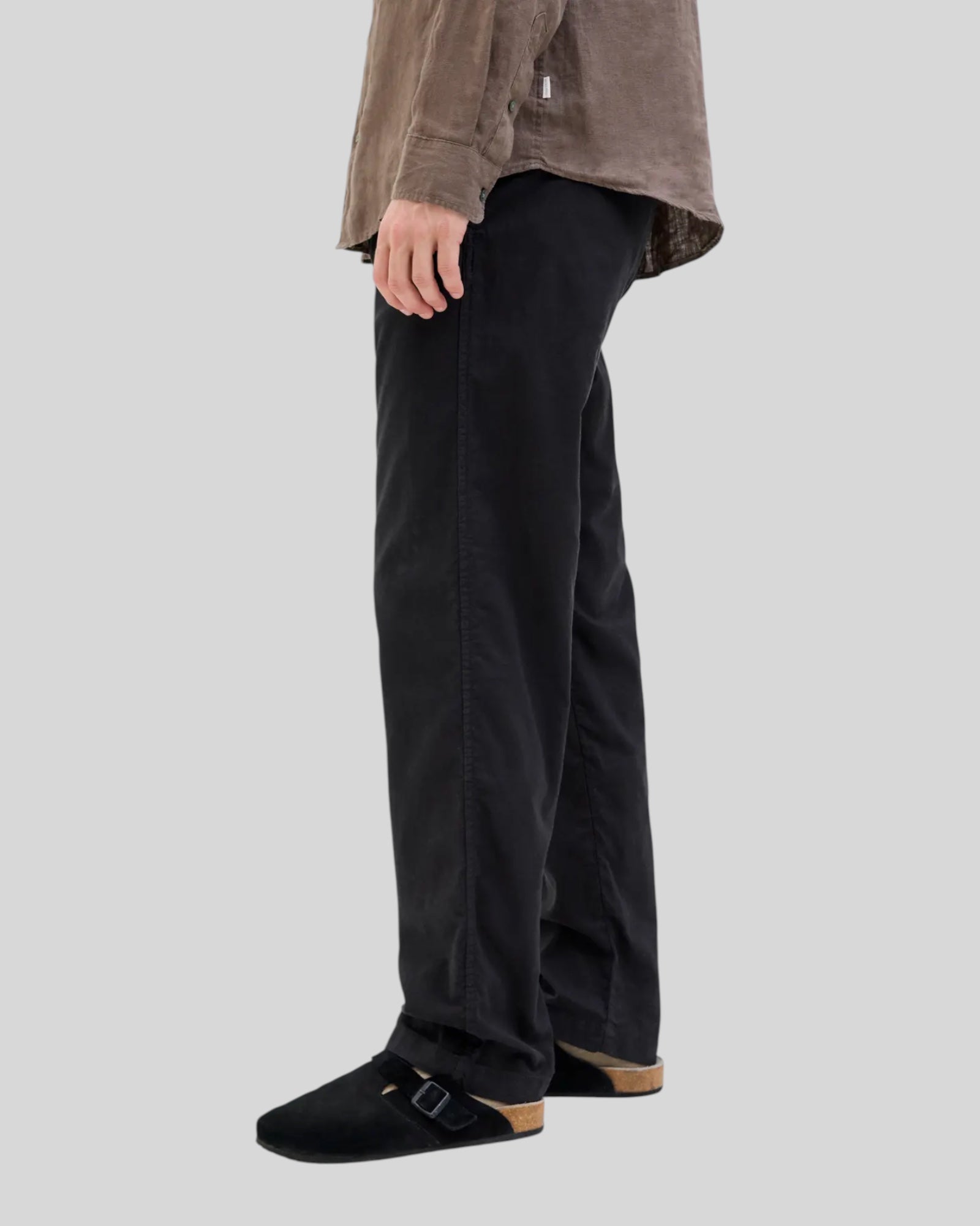 Pantaloni In Misto Lino Jpstkane Jogger Nero 12274977 Jack & Jones