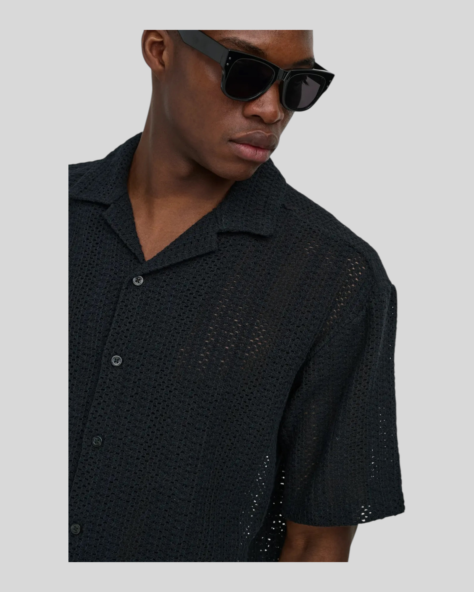 Camicia Maniche Corte Onsdani Crochet Nero 22030511 Only & Sons