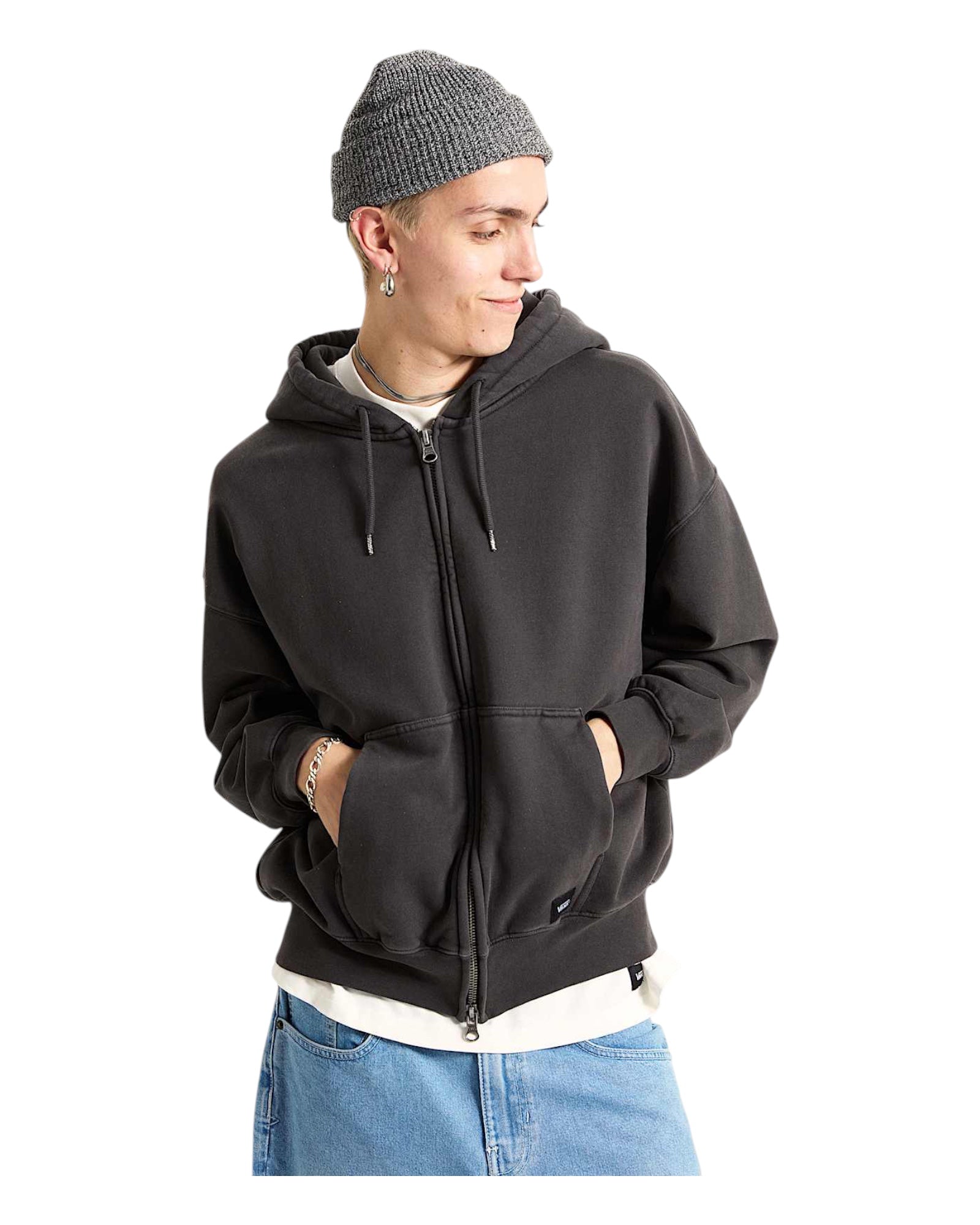 Felpa Con Zip e Cappuccio Faded Nero VN000P98EMV1 Vans