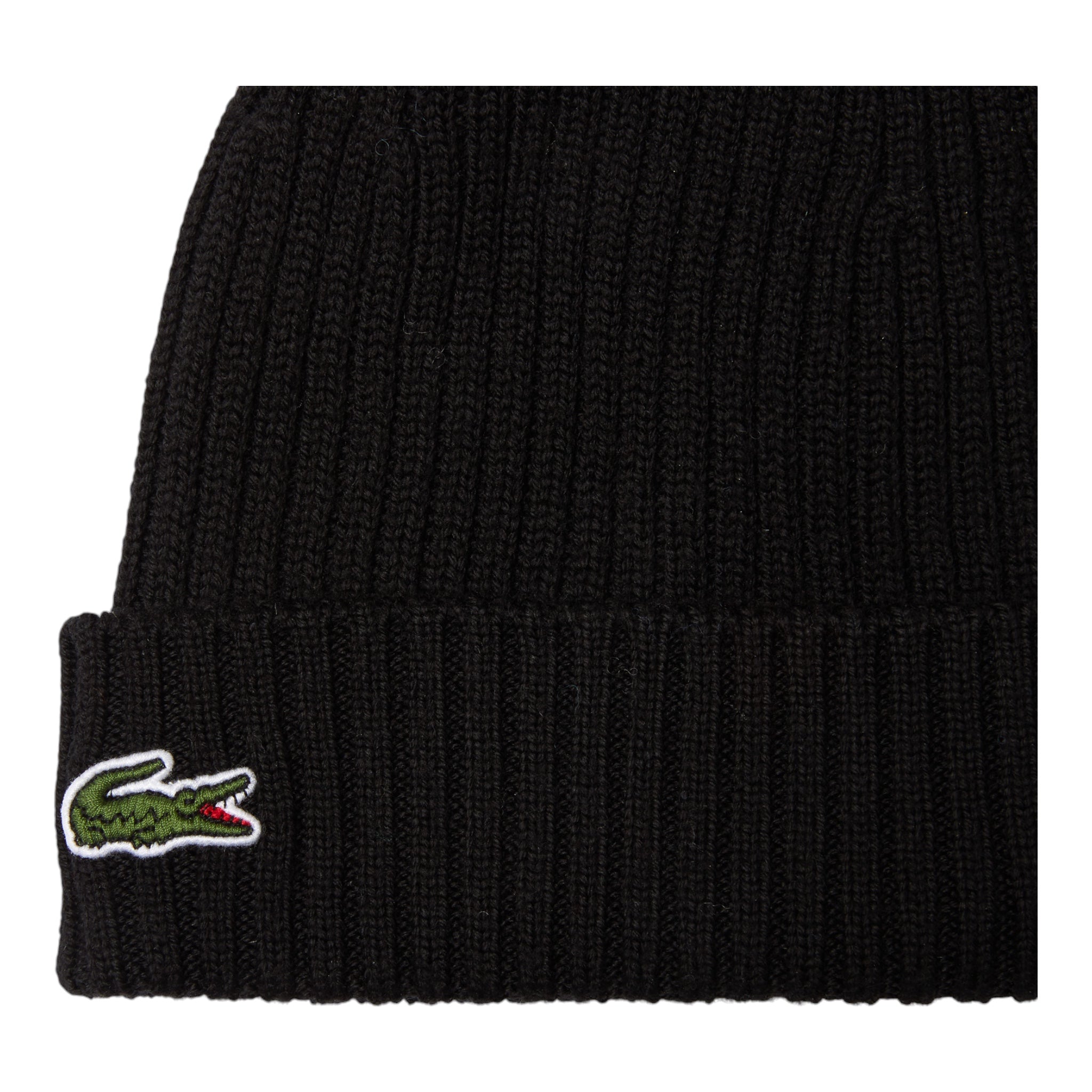 Schwarze gerippte Wollmütze RB0001-00-031 Lacoste