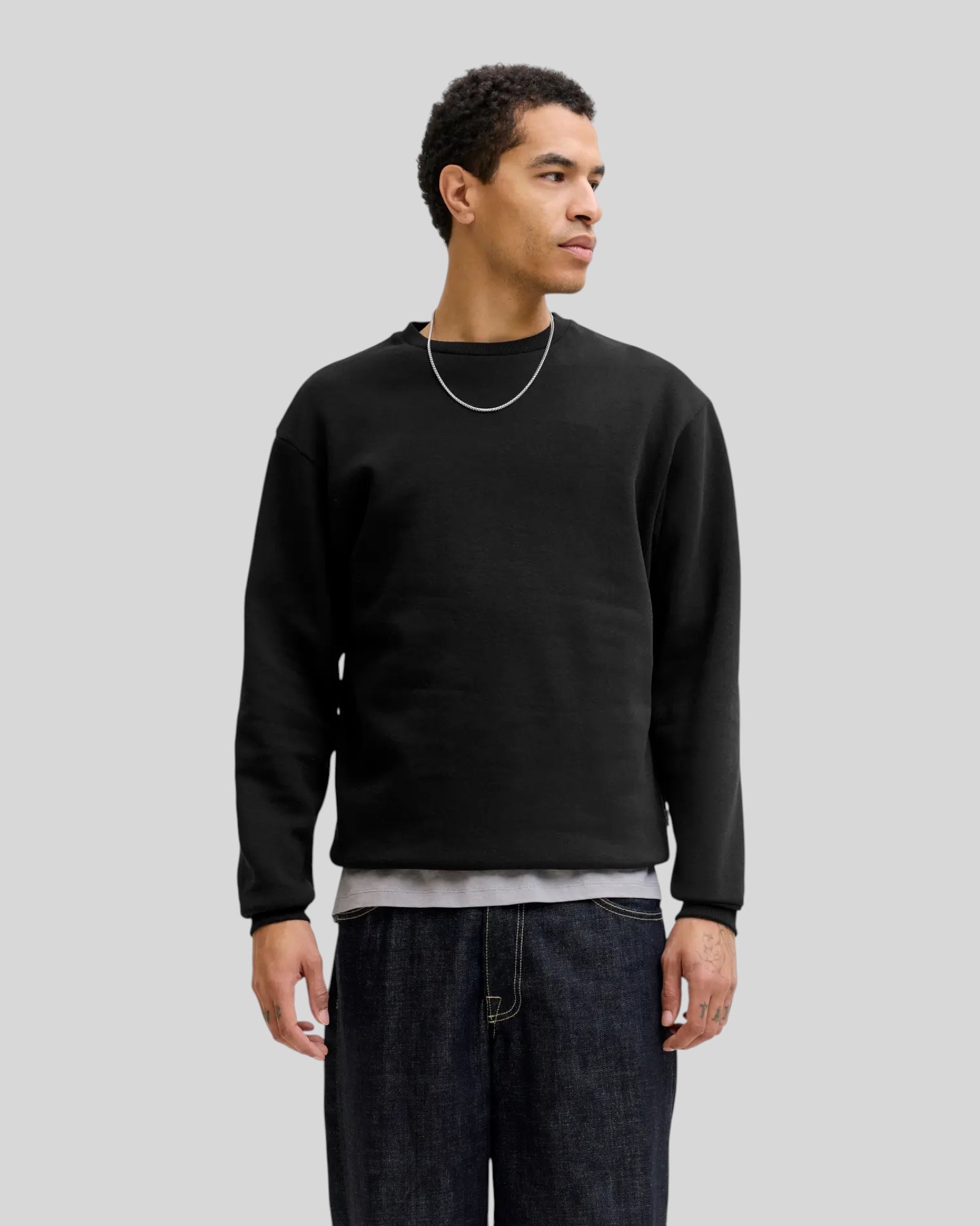 Felpa Girocollo Basic Jjbradley Seat Crew Nero 12249341 Jack & Jones