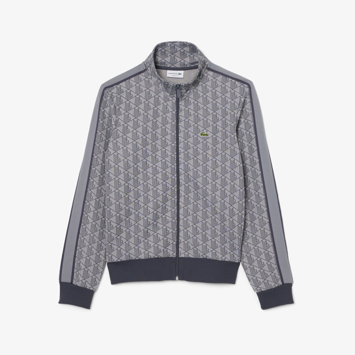 Felpa Grigio Chiaro Grigio Scuro Paris Jacquard con Zip Lacoste SH1368-00-41I