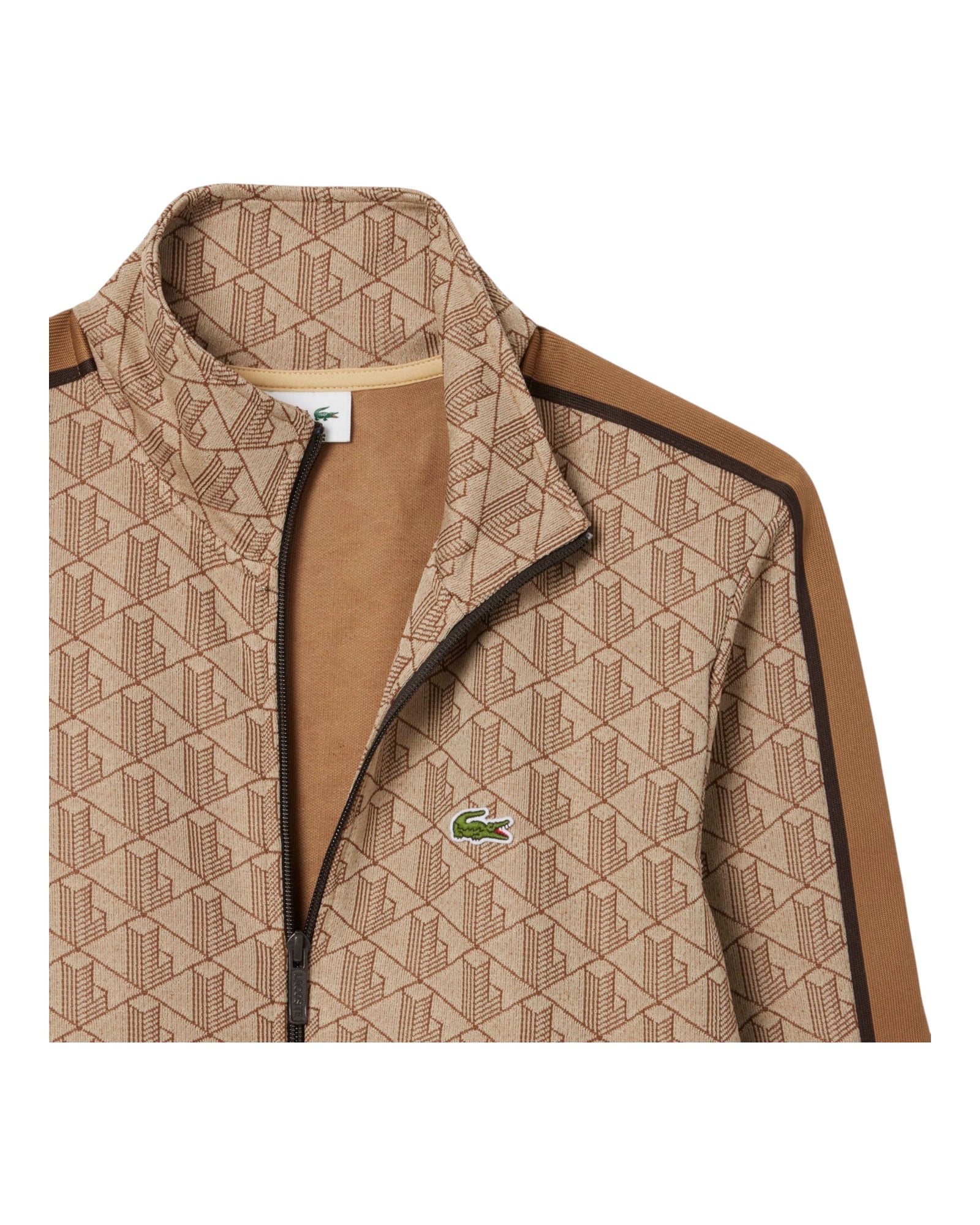 Felpa Con Zip Jacquard Paris Monogram Beige-Marrone SH1368 00 6IR Lacoste
