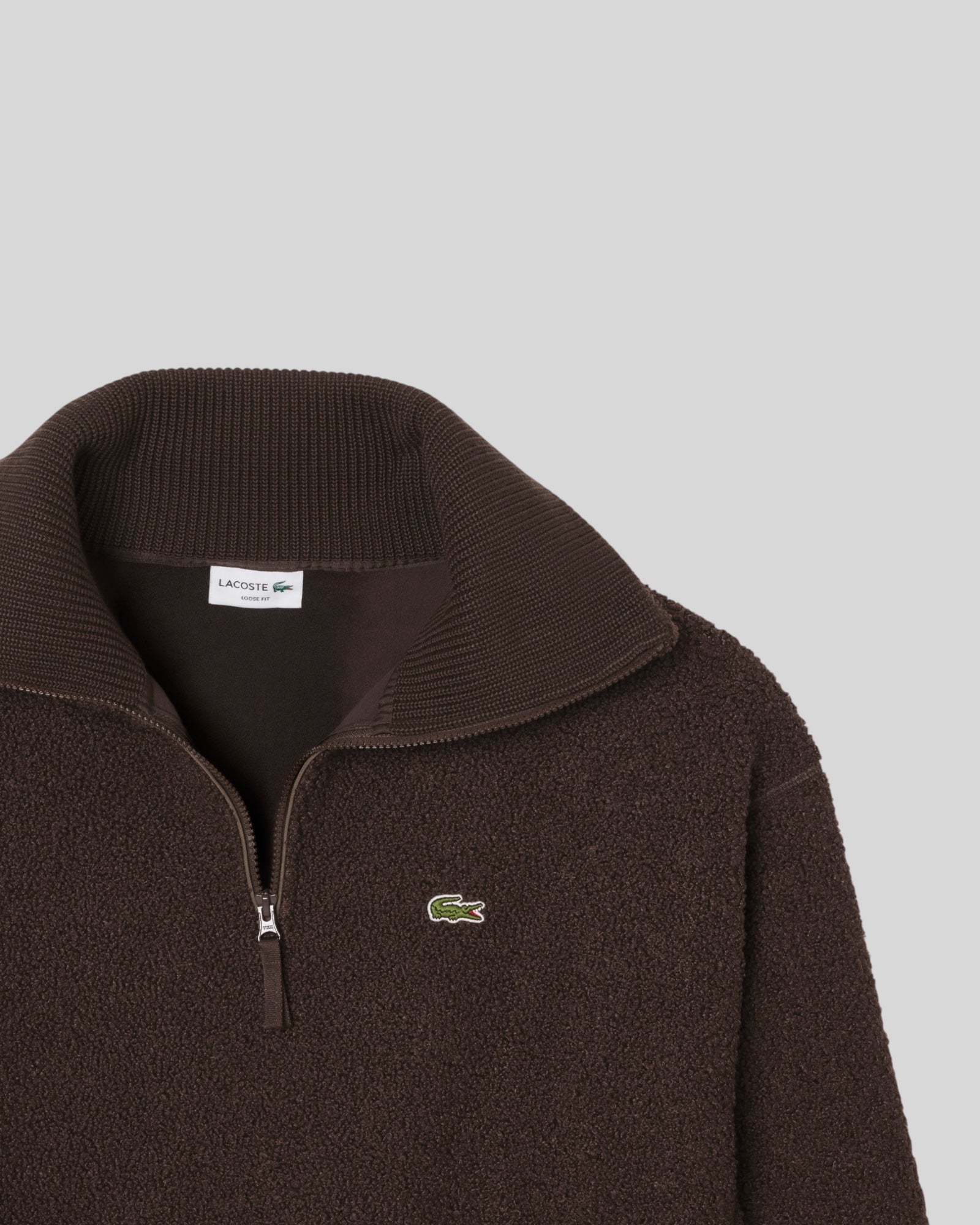 Felpa In Pile Con Zip A Collo Alto Marrone SH5500-00-SKB Lacoste
