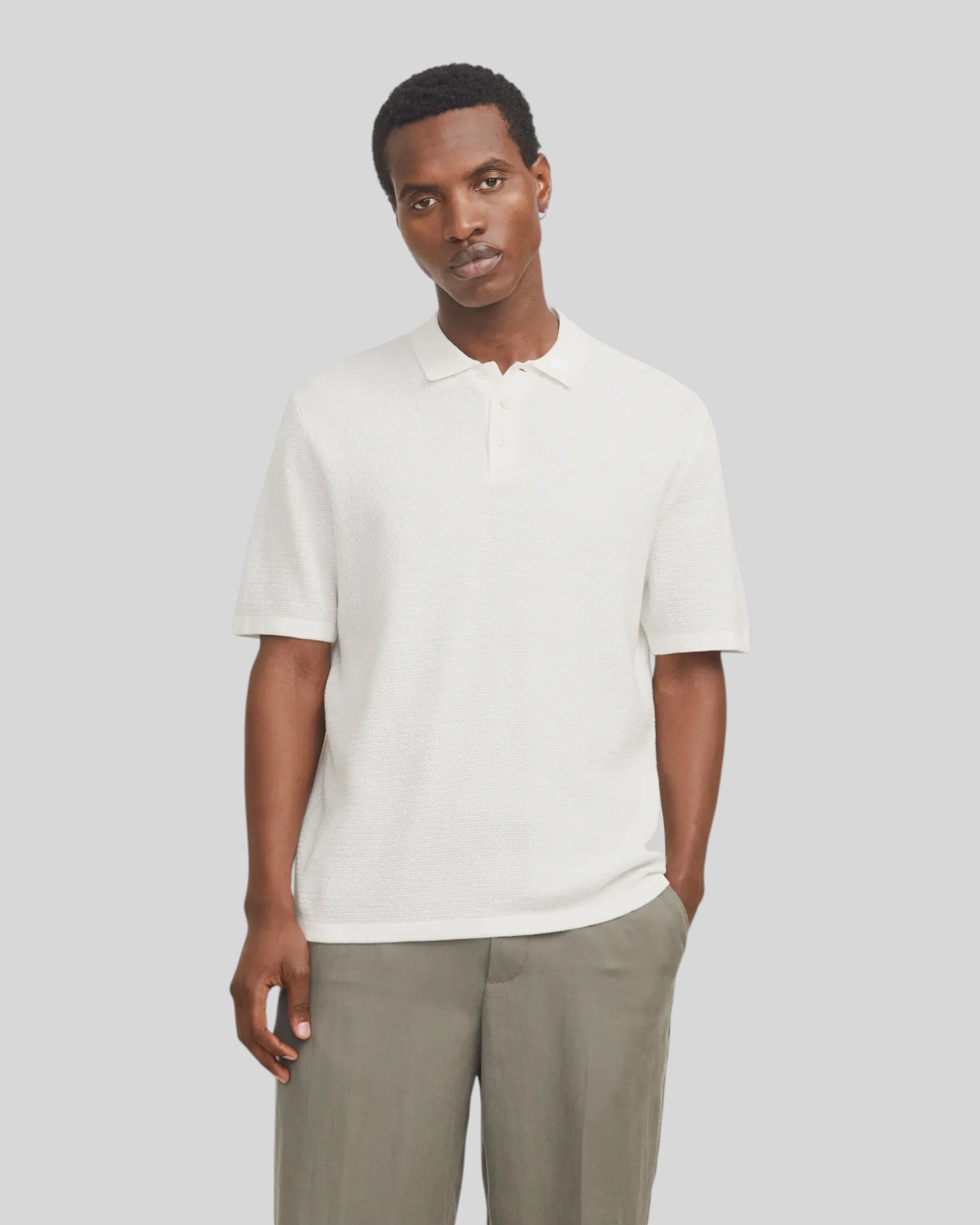 Polo In Maglia JJgeorge Knit Cloud Dancer 12268281 Jack & Jones
