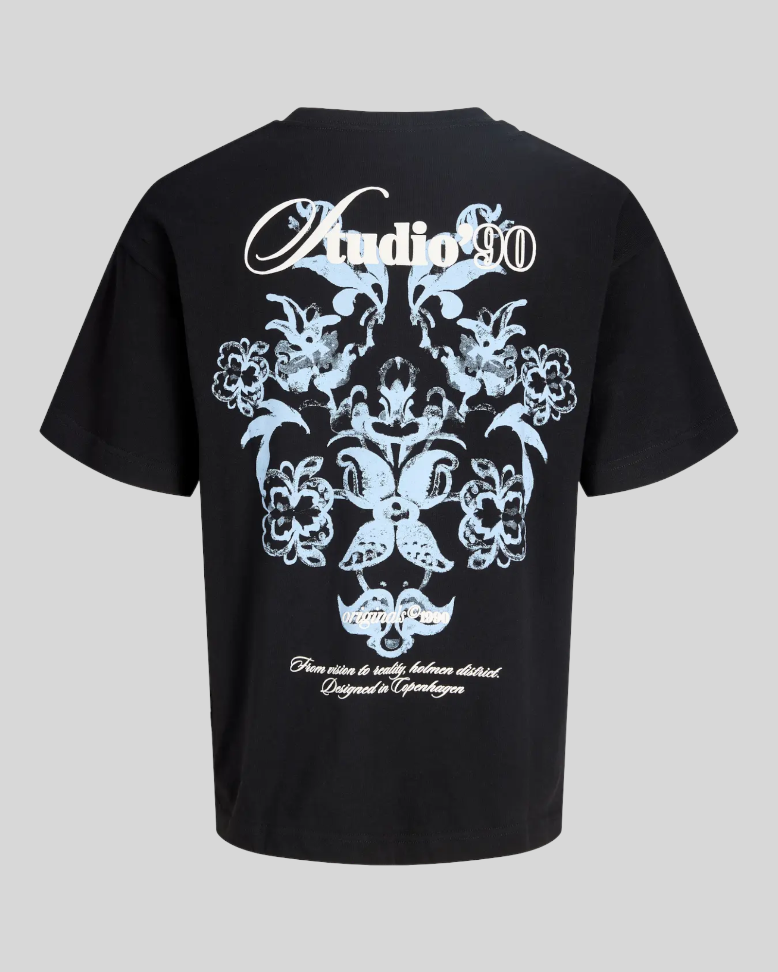 Brillantina Store black 100% cotton t-shirt with crew neck, short sleeves, and a large graphic print on the back.