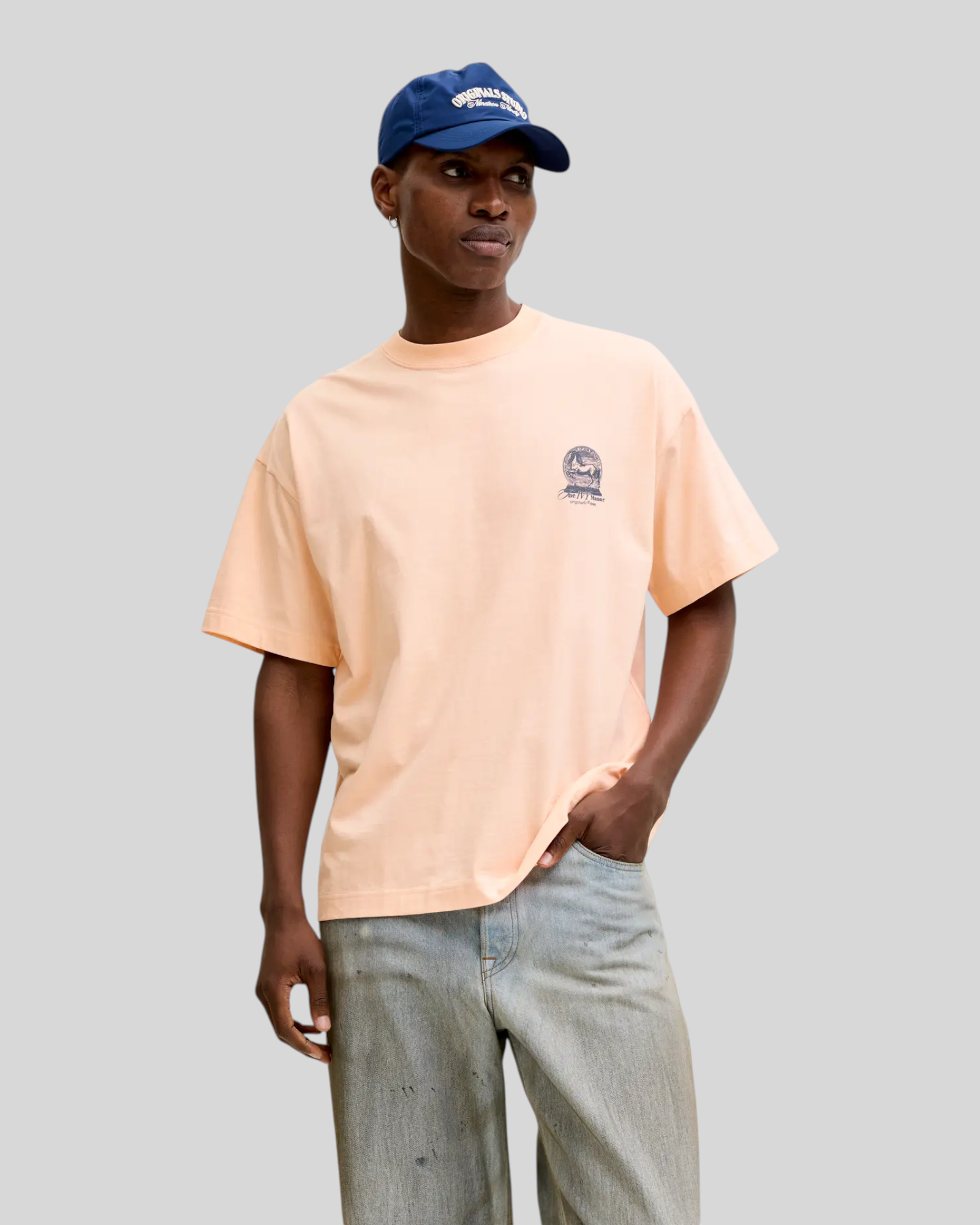 Brillantina Store peach melba 100% cotton t-shirt with crew neck, short sleeves, and graphic print on front and back.