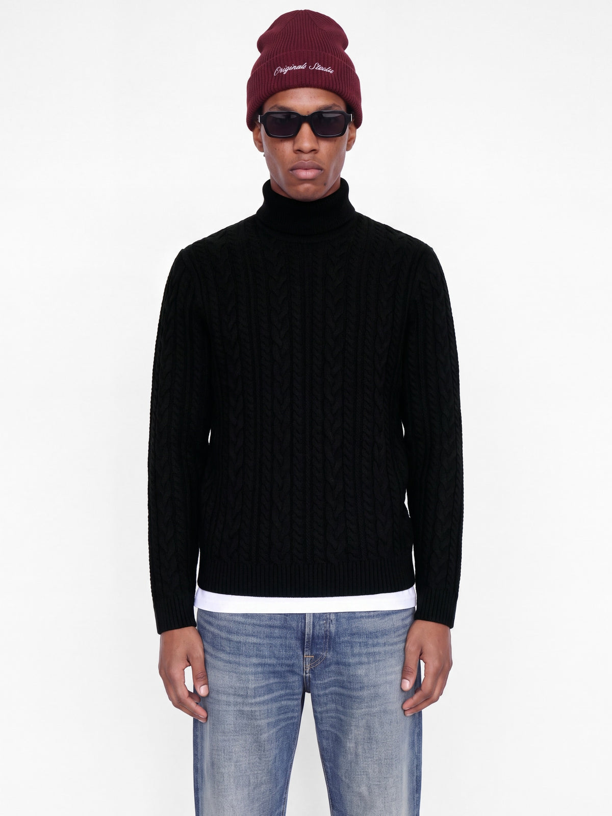 Maglione Jack & Jones JPRBLUCALLUM Cable Knit Roll Neck Black 12299948