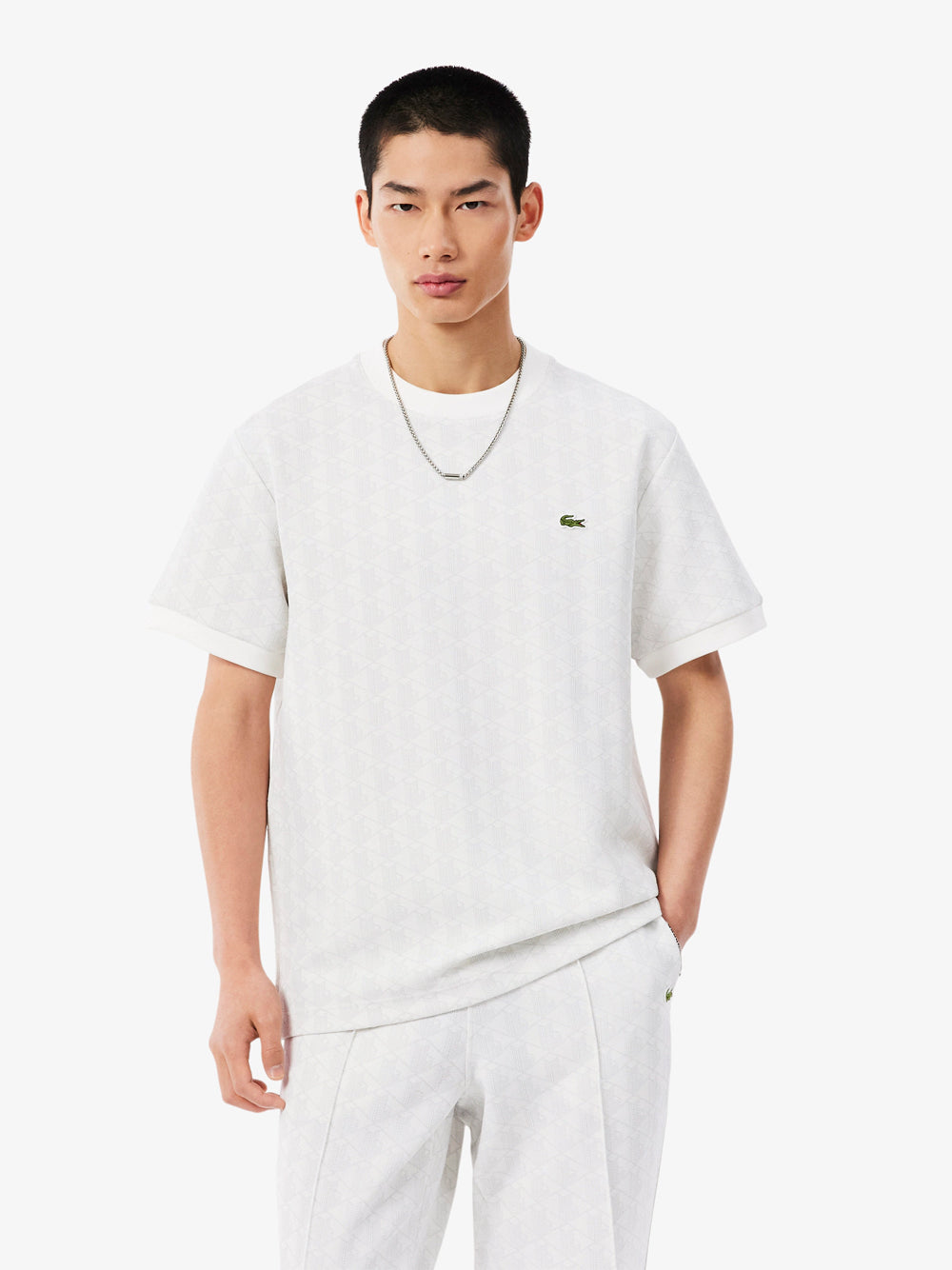 T-Shirt Lacoste TH1197-00-4IW Grigio Bianco front