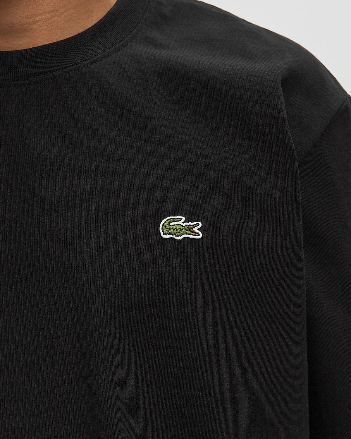 T-Shirt Uomo Lacoste Nera in Jersey di Cotone Pesante TH0876-00-031