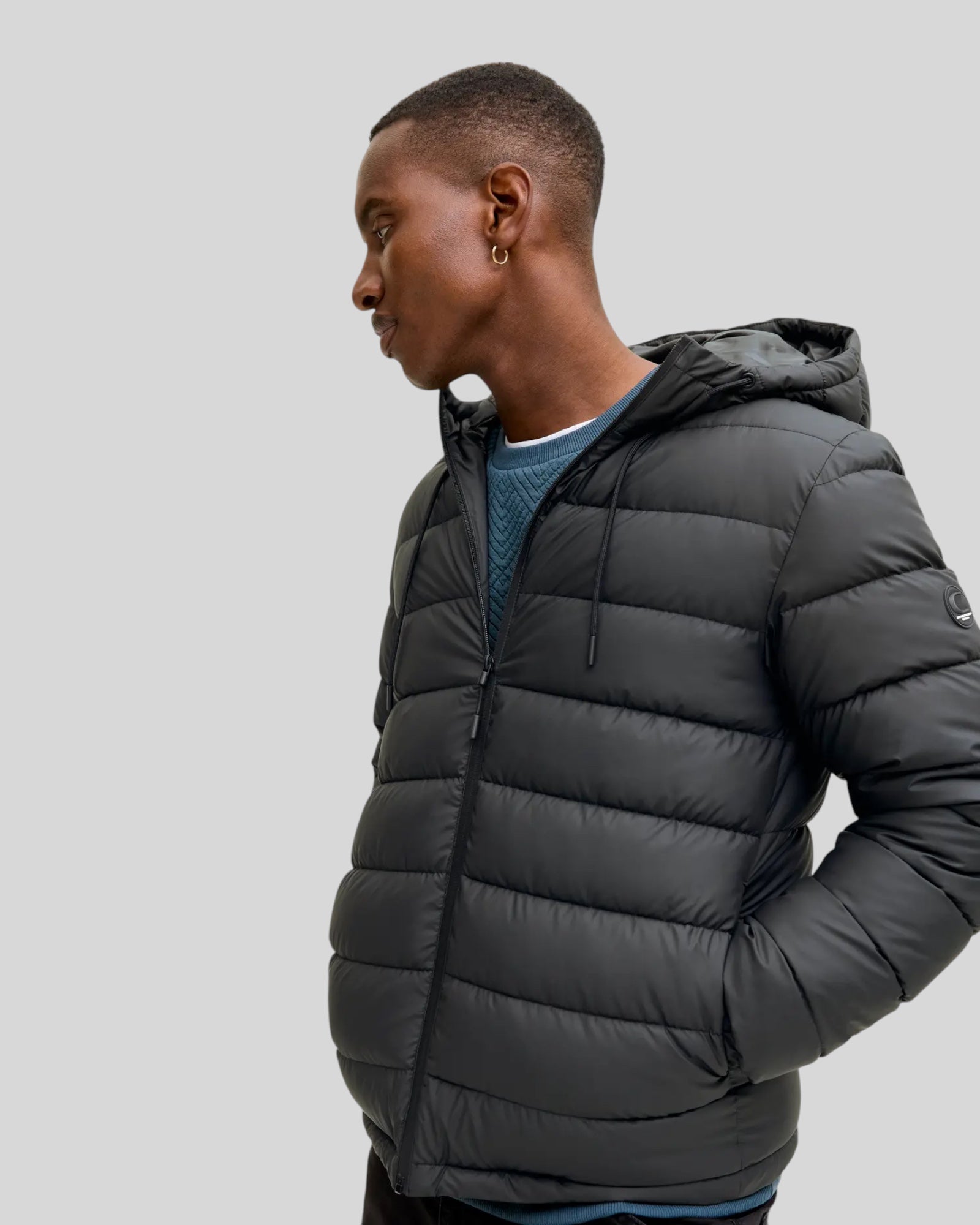 Giubbotto Con Cappuccio Jcopoint Pu Puffer Jacket Nero 12285924 Jack & Jones
