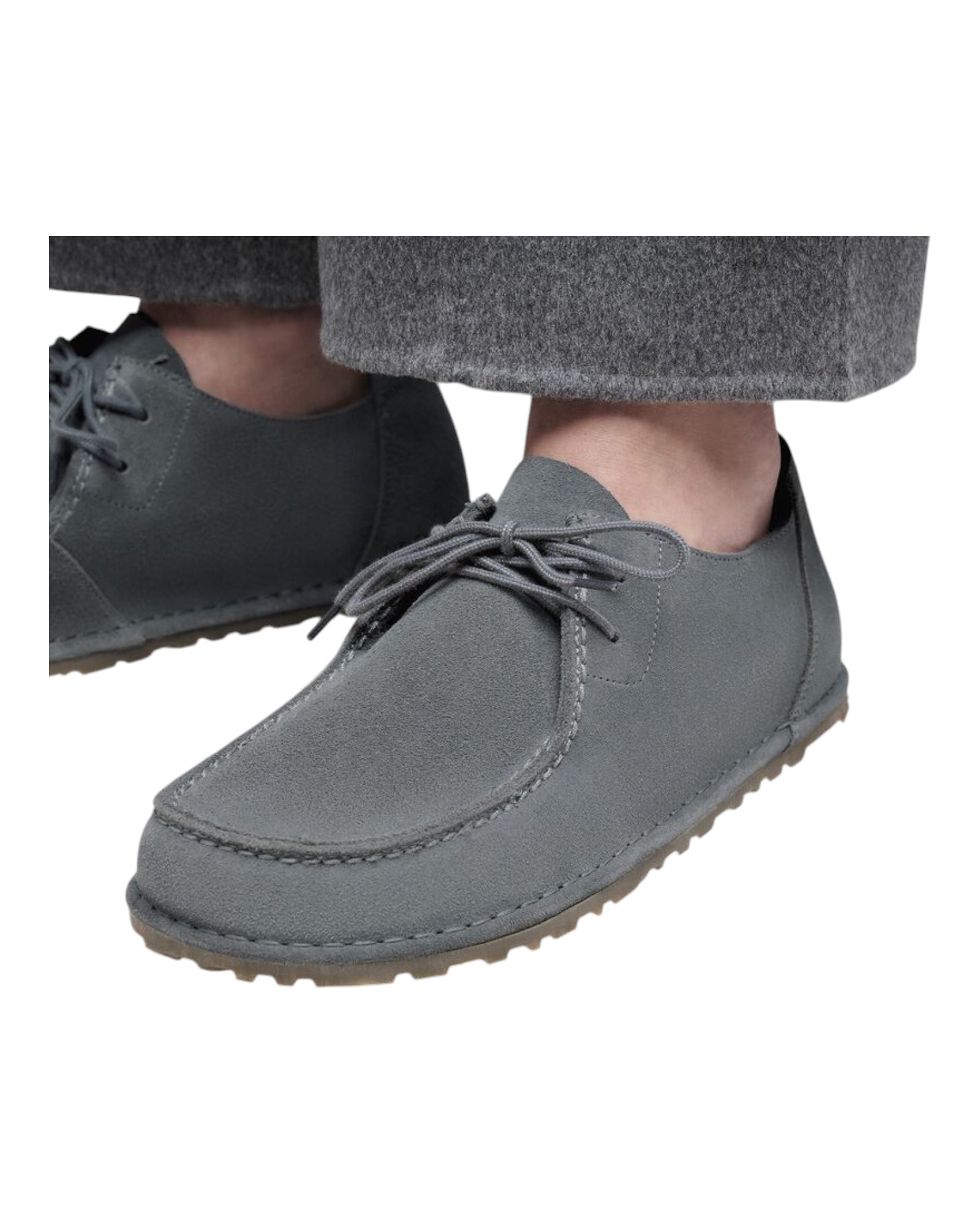 Scarpe In Pelle Scamosciata Basalt Grey Utti Lace 1030035 Birkenstock