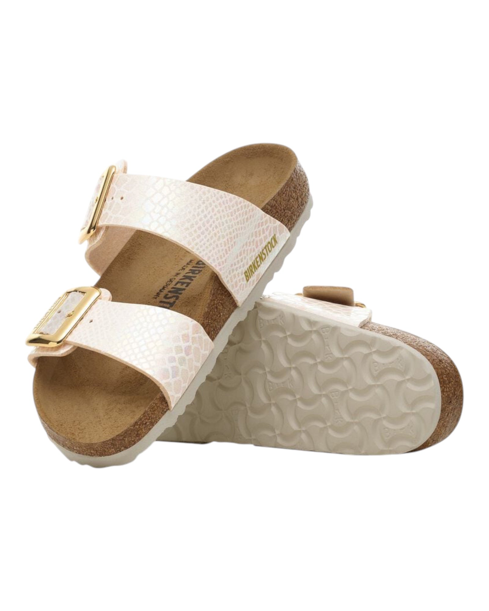 Sandali Donna Sydney Cushion Buckle Shiny Snake Cream 1030258 Birkenstock
