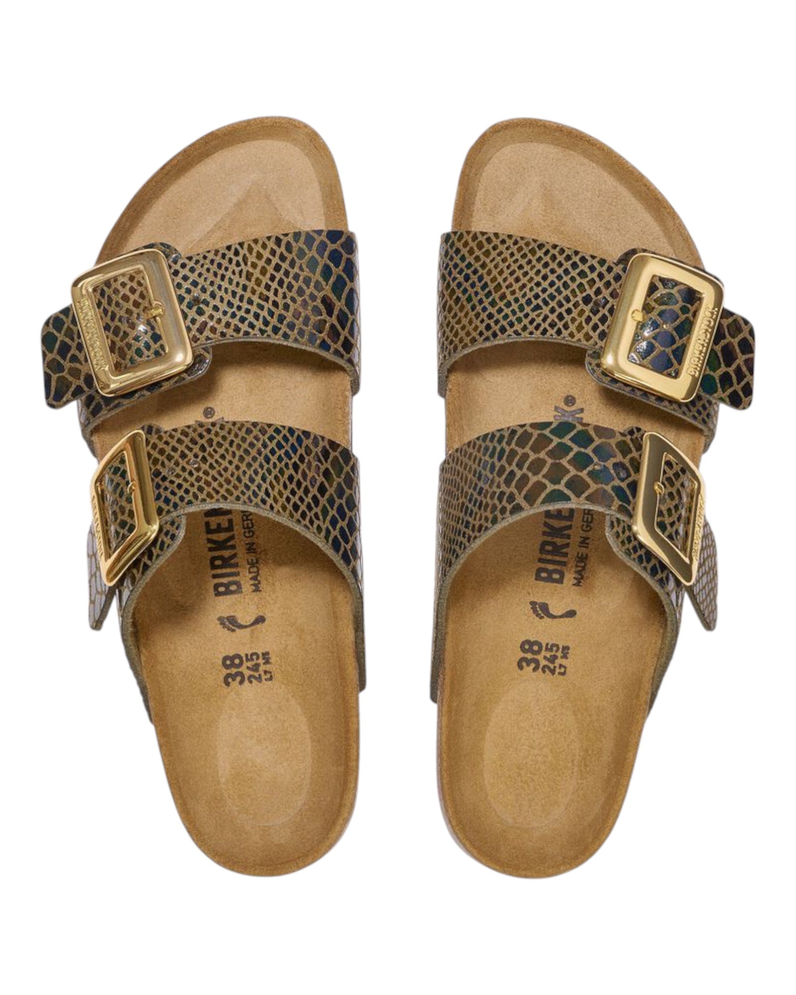 Sandali Donna Sydney Cushion Buckle Shiny Snake Sage 1030888 Birkenstock
