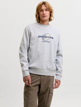 Felpa Jack & Jones JCOCLUB Branding Sweat Crew Neck Light Grey Melange 12300460