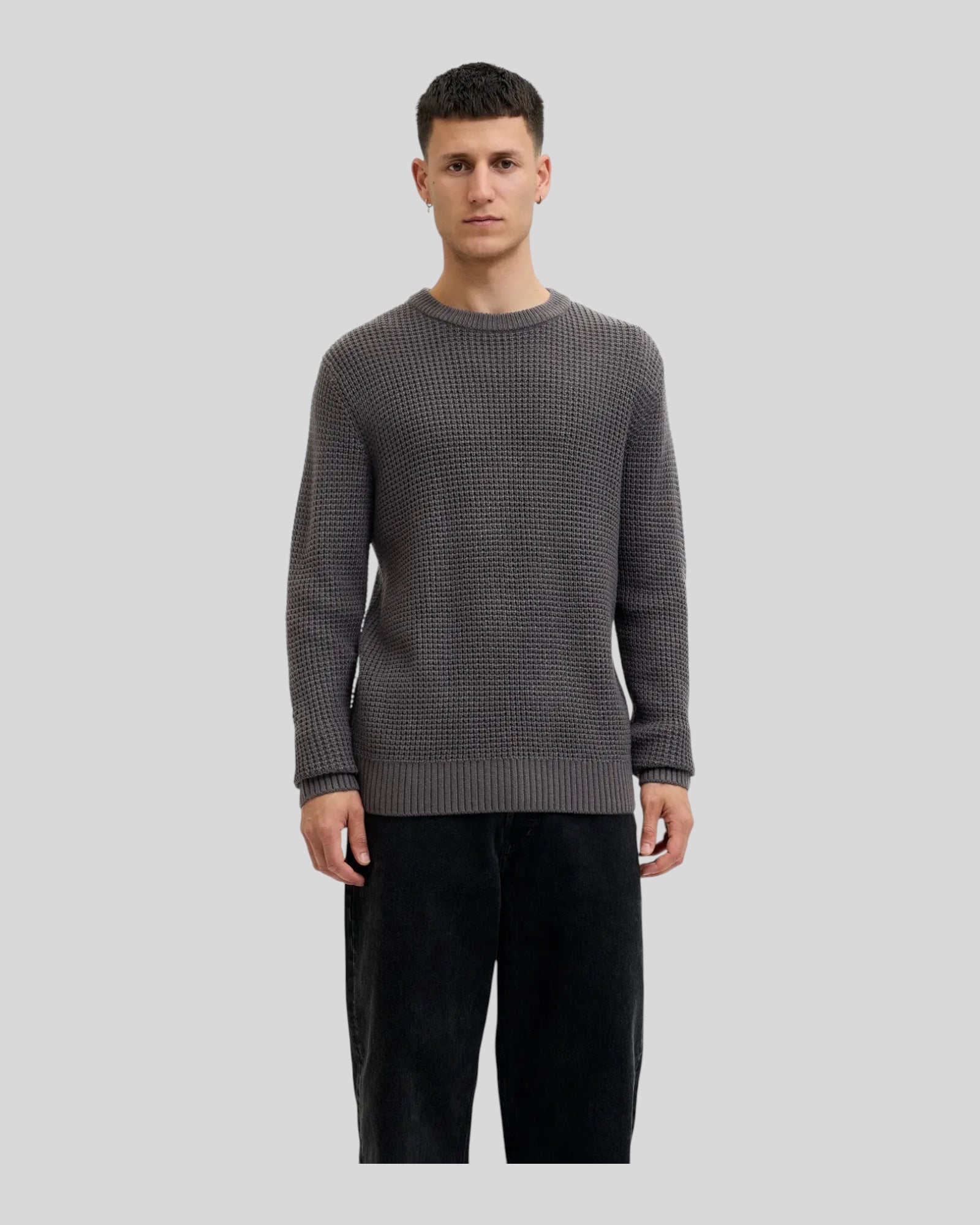 Maglione Girocollo Jjglobal Knit Asphalt 12287594 Jack & Jones