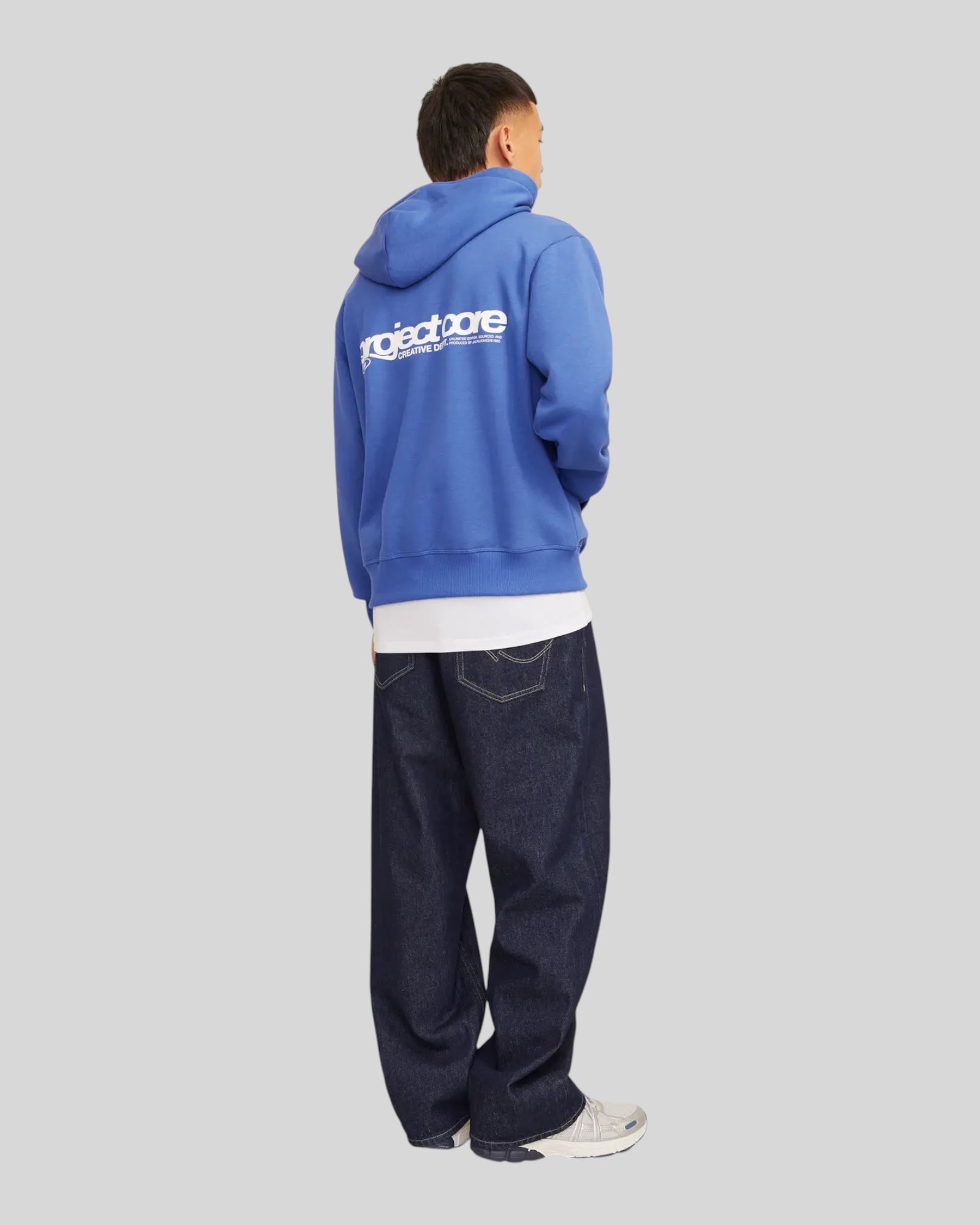 Felpa Con Cappuccio Jcounion Print Sweat Hoodie Beacoup Blue 12273915 Jack & Jones