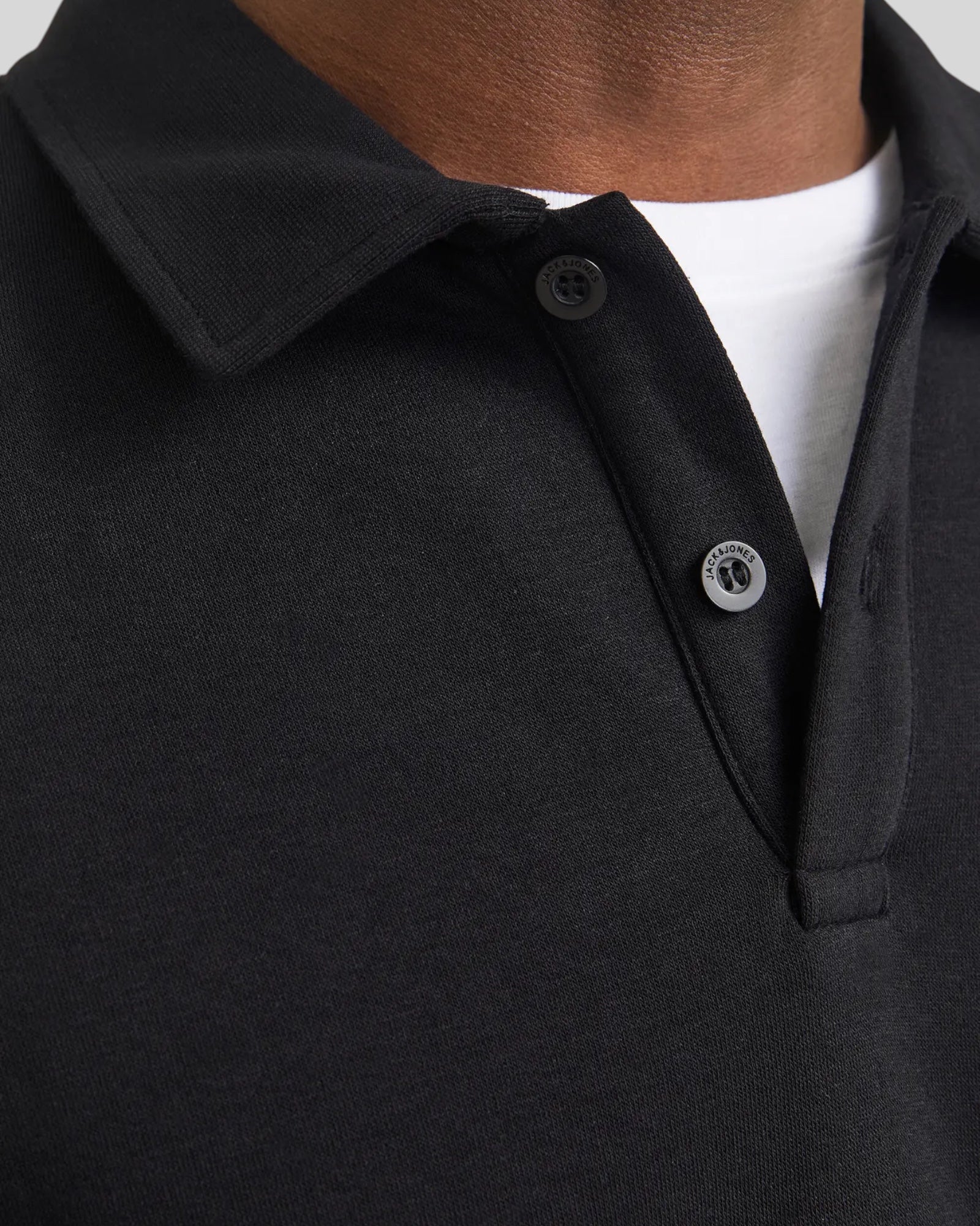 Felpa Con Colletto Jjebradley Sweat Polo Nero 12278586 Jack & Jones