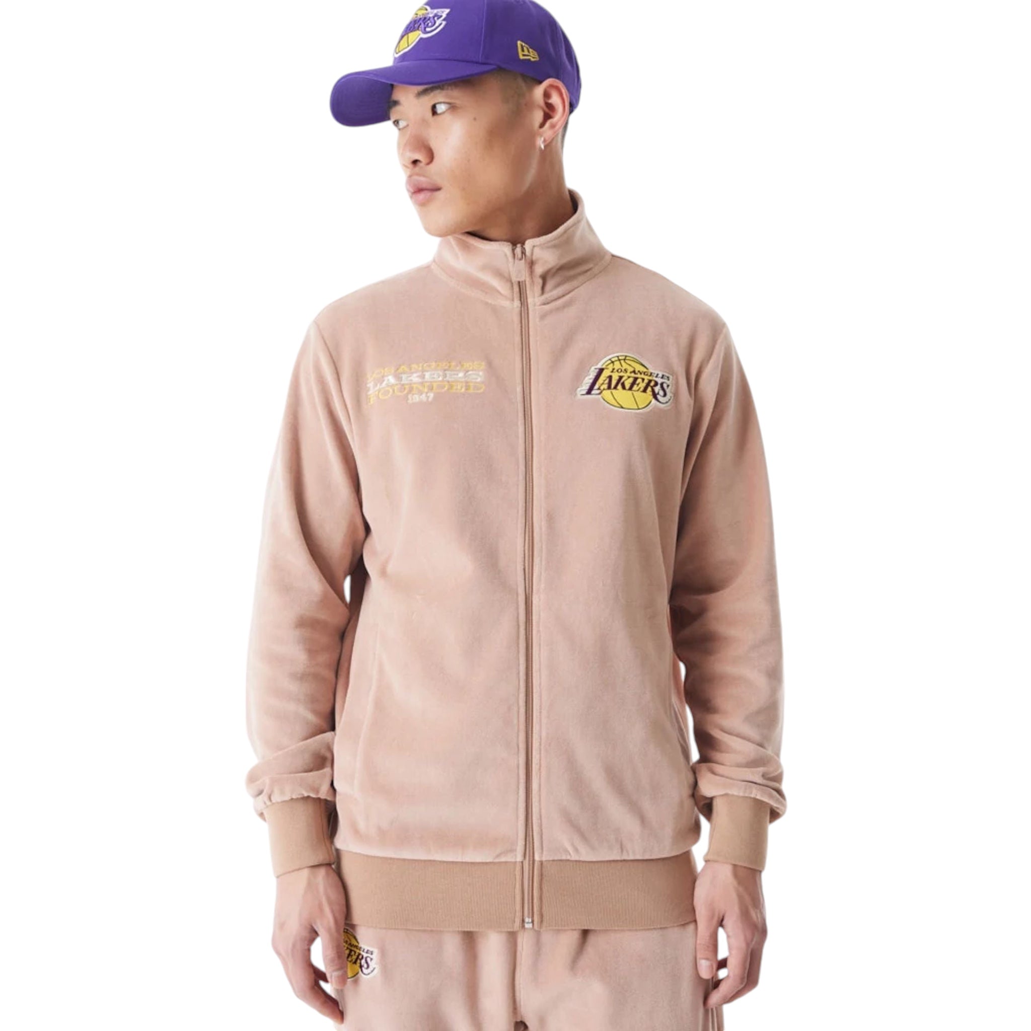 Giacca Track LA Lakers NBA Lifestyle Velour Beige 60574483 New Era