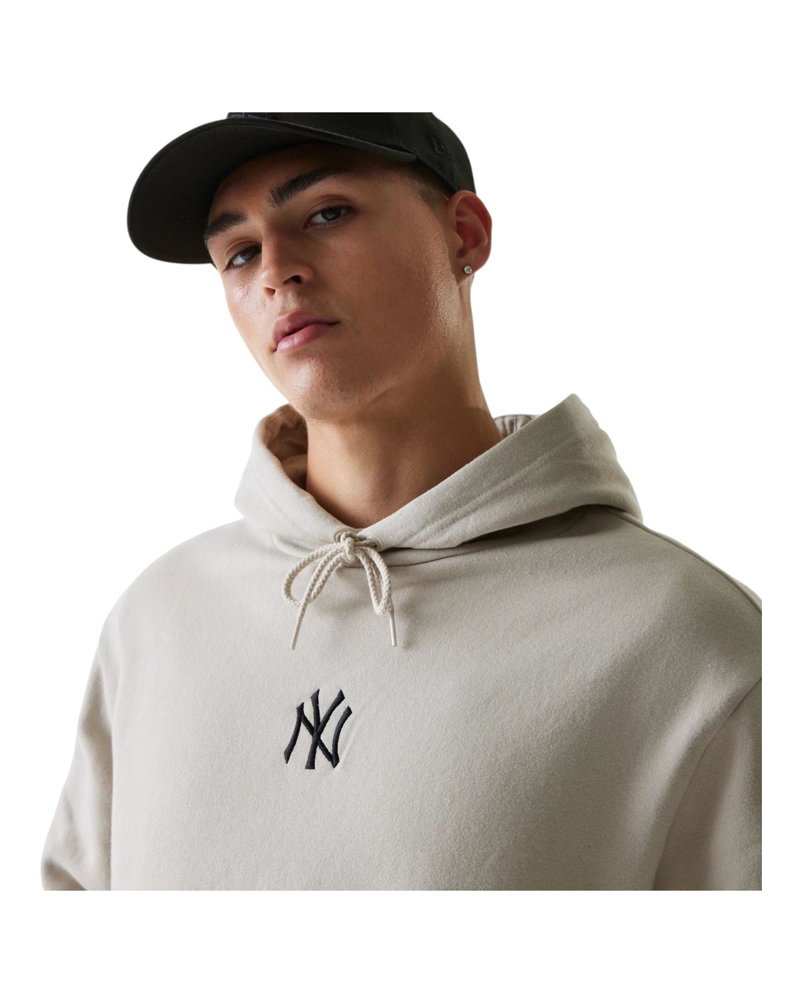 Felpa Con Cappuccio MLB Over New York Yankees Essentials Crema 60675772 New Era