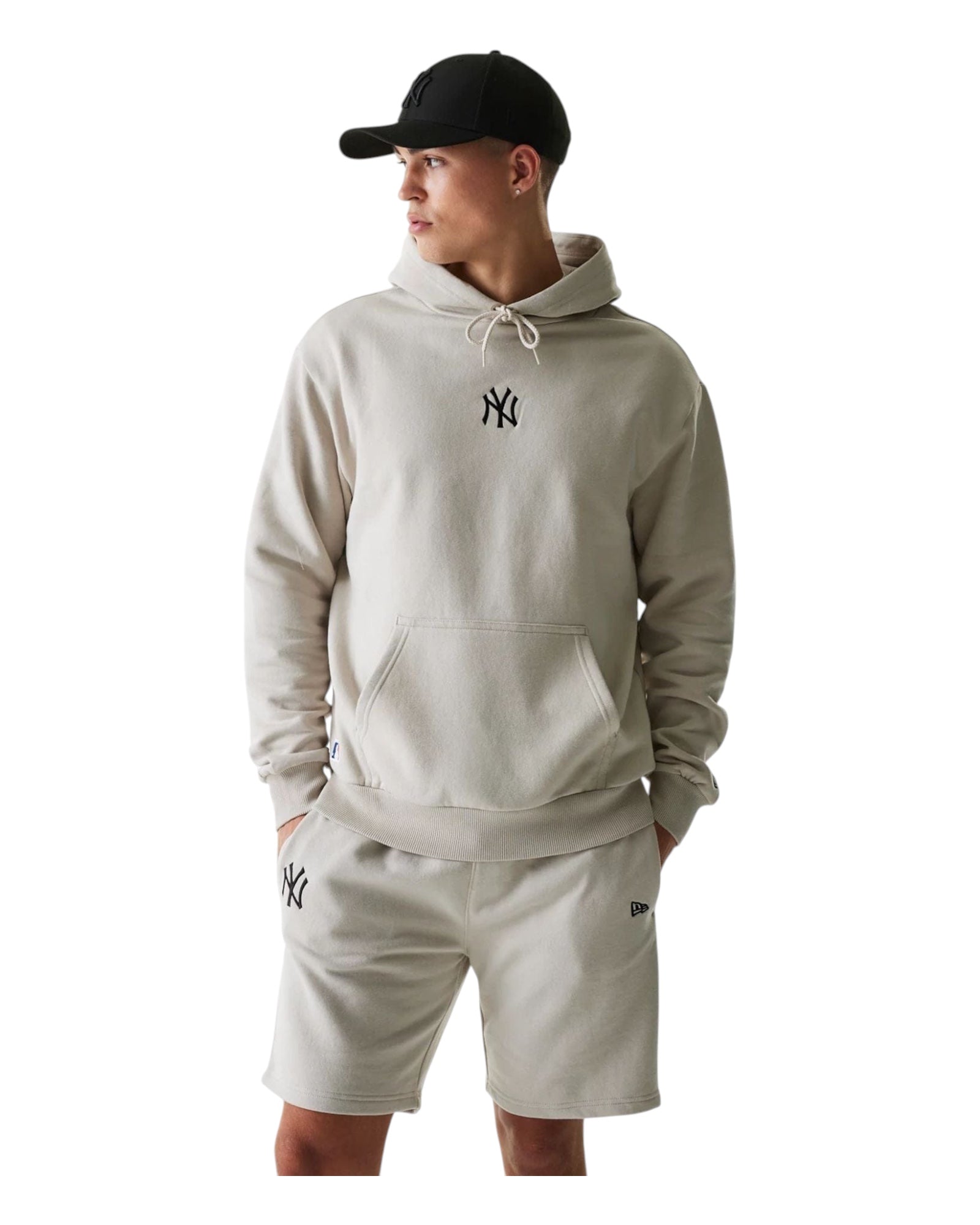 Felpa Con Cappuccio MLB Over New York Yankees Essentials Crema 60675772 New Era
