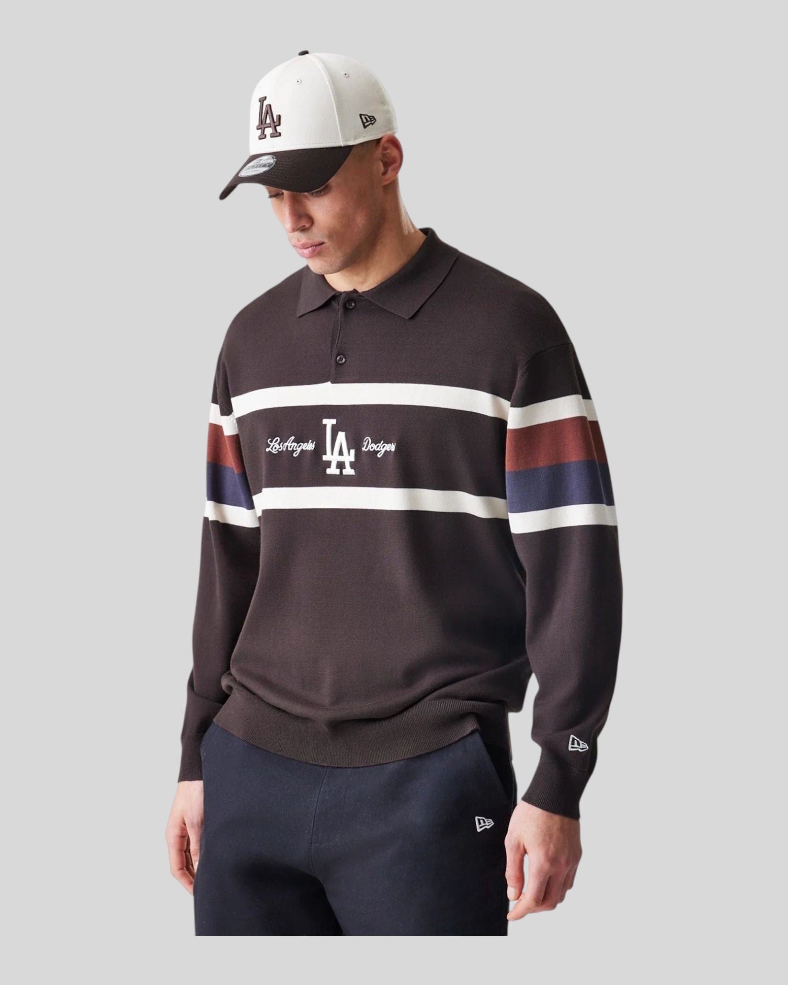 Polo In Maglia Rugby M/L LA Dodgers Marrone 60758747 New Era