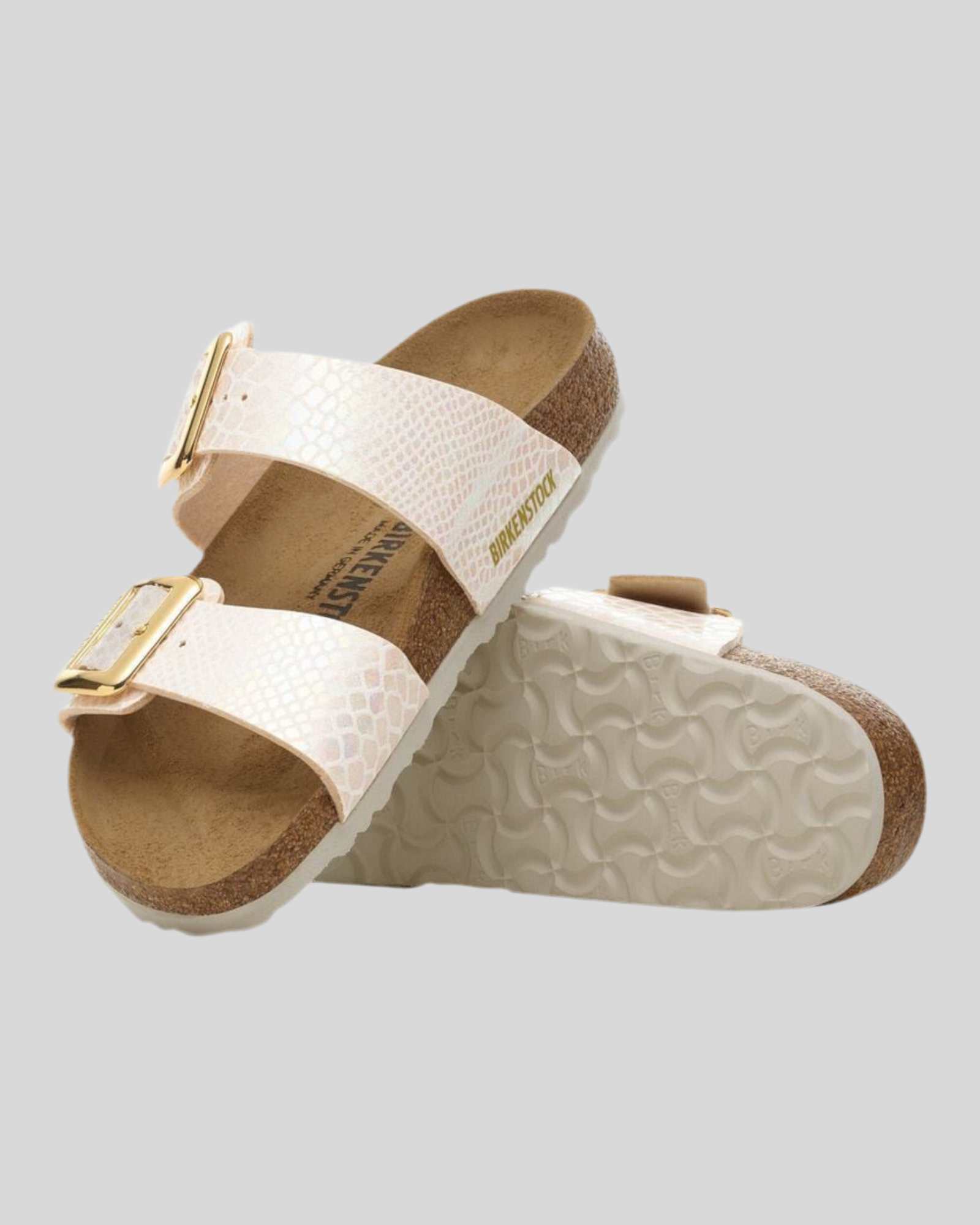 Sandali Donna Sydney Cushion Buckle Shiny Snake Cream 1030258 Birkenstock