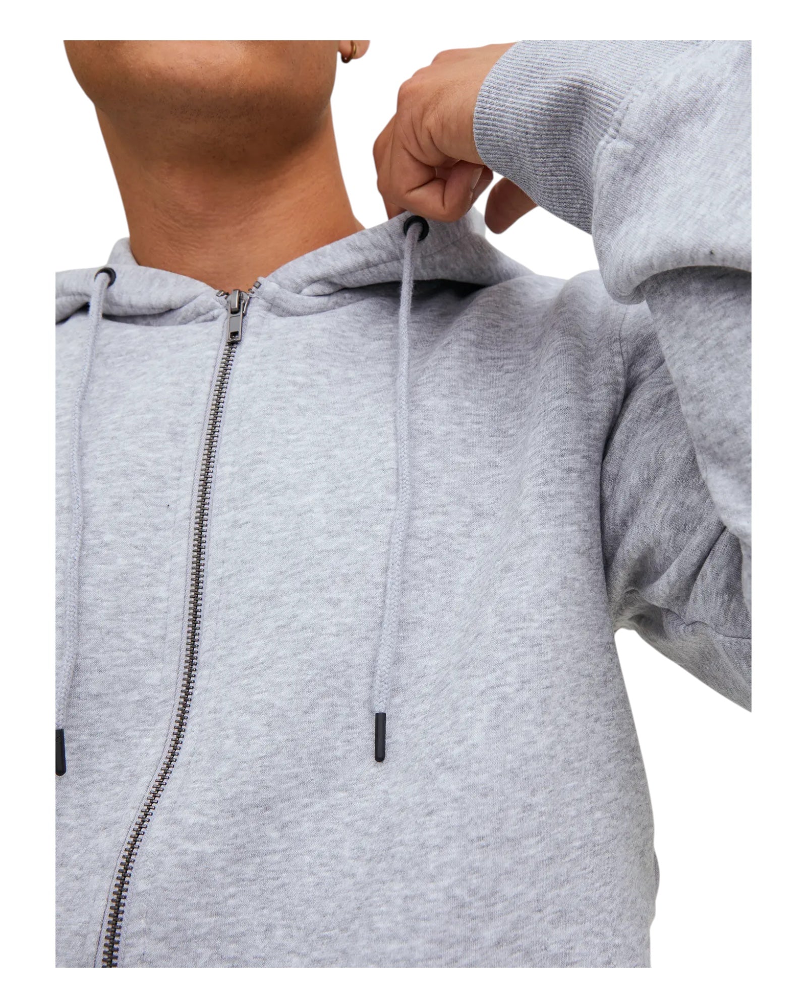 Felpa Con Cappuccio Jjbradley Sweat Zip Hoodie Light Grey 12249342 Jack & Jones