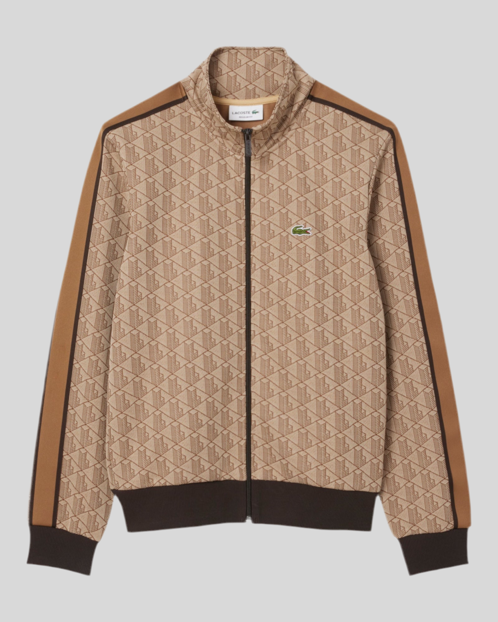Felpa Con Zip Jacquard Paris Monogram Beige-Marrone SH1368 00 6IR Lacoste