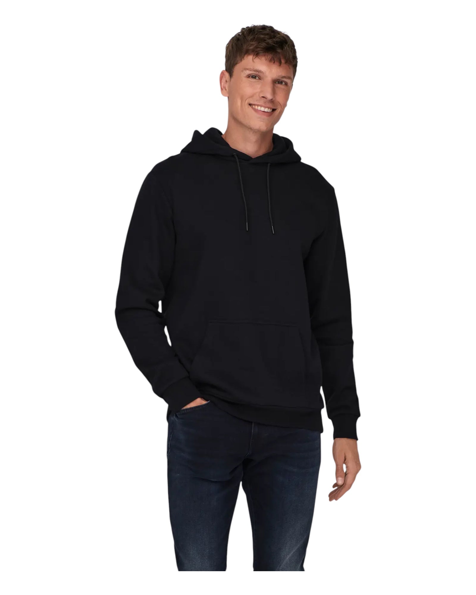 Felpa Con Cappuccio Basic Onsceres Hoodie Sweat Nero 22018685 Only & Sons
